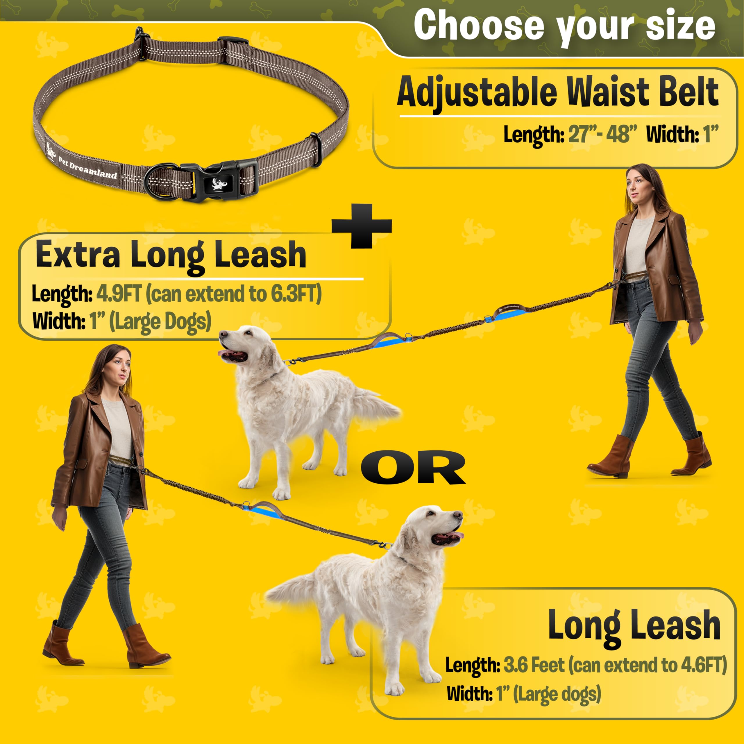 Exquisite Hands-Free Dog Leash - Perfect For Active Pet Owners Comfortable, Durable & Ideal For Running, Walking, Hiking - Premi