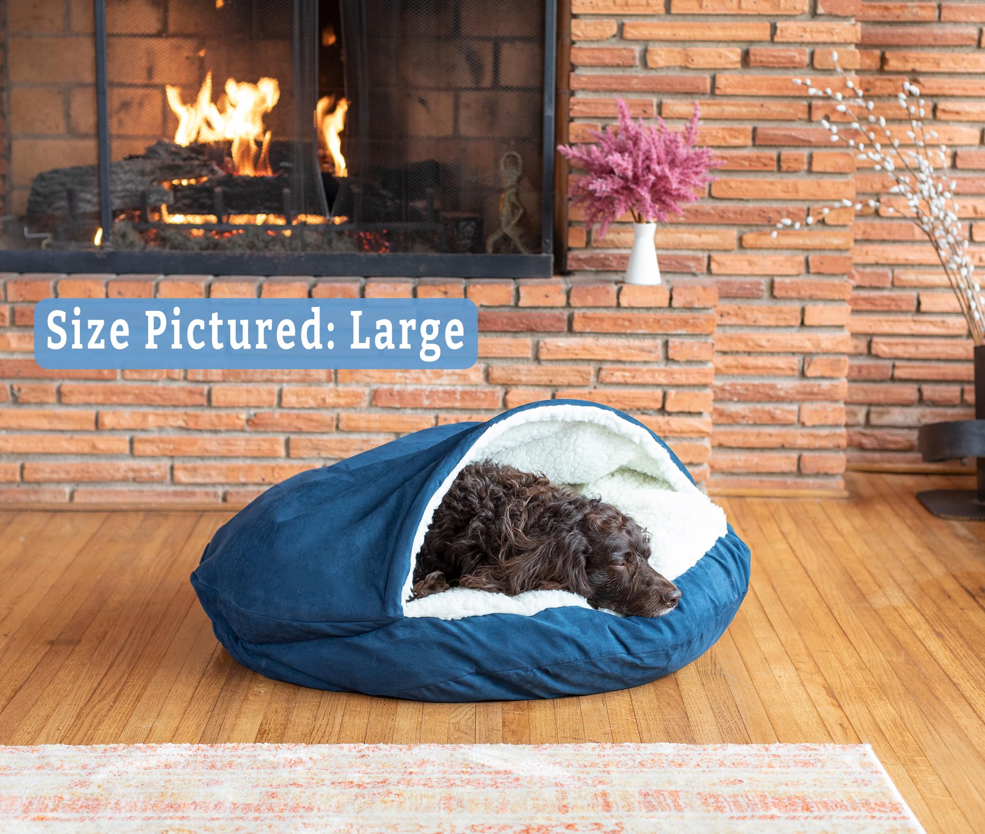 Snoozer Luxury Microsuede Cozy Cave Pet Bed, Large - Sapphire