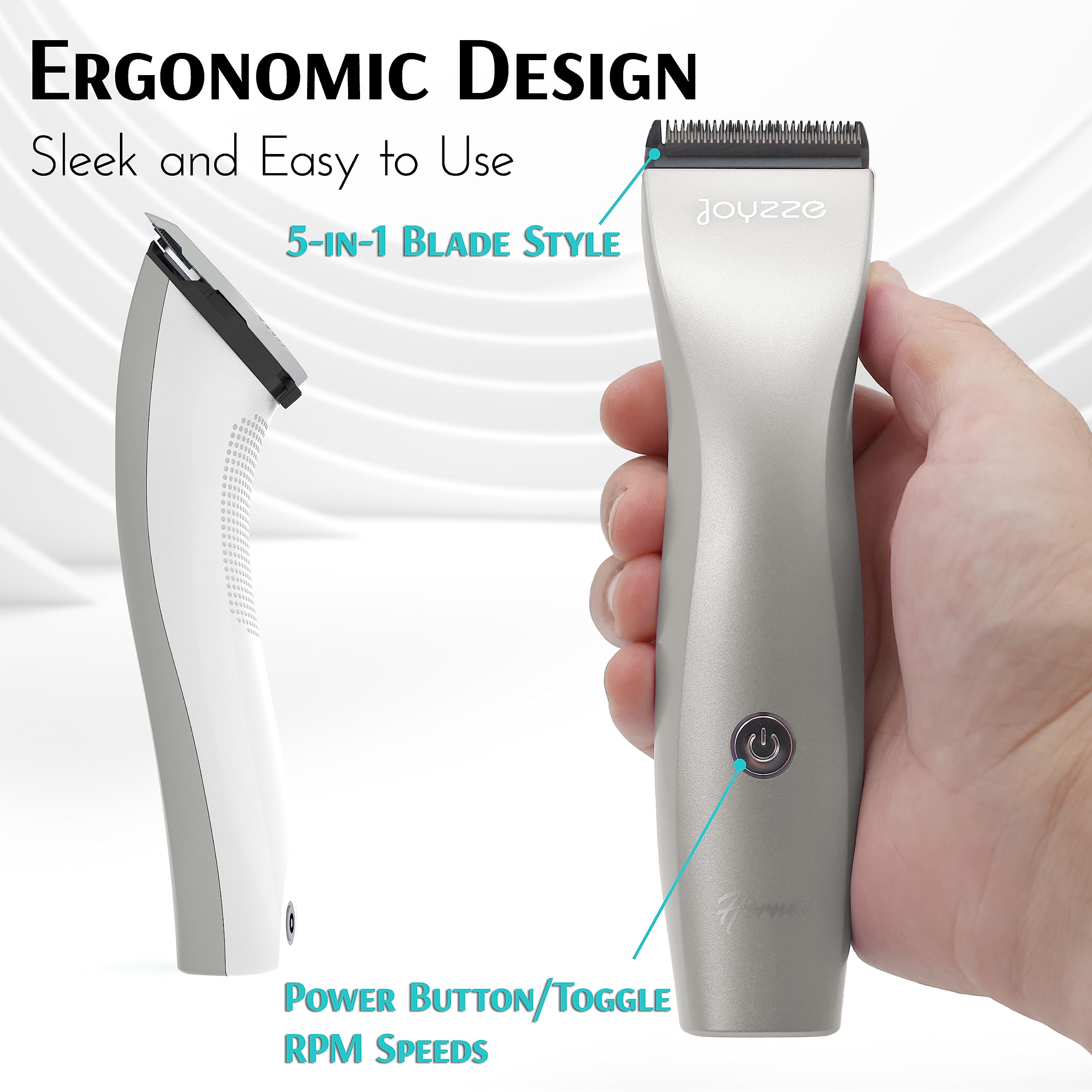 Joyzze Hornet Grey 5-In-1 Cordless Clipper - Powerful And Versatile Dog Grooming Clippers