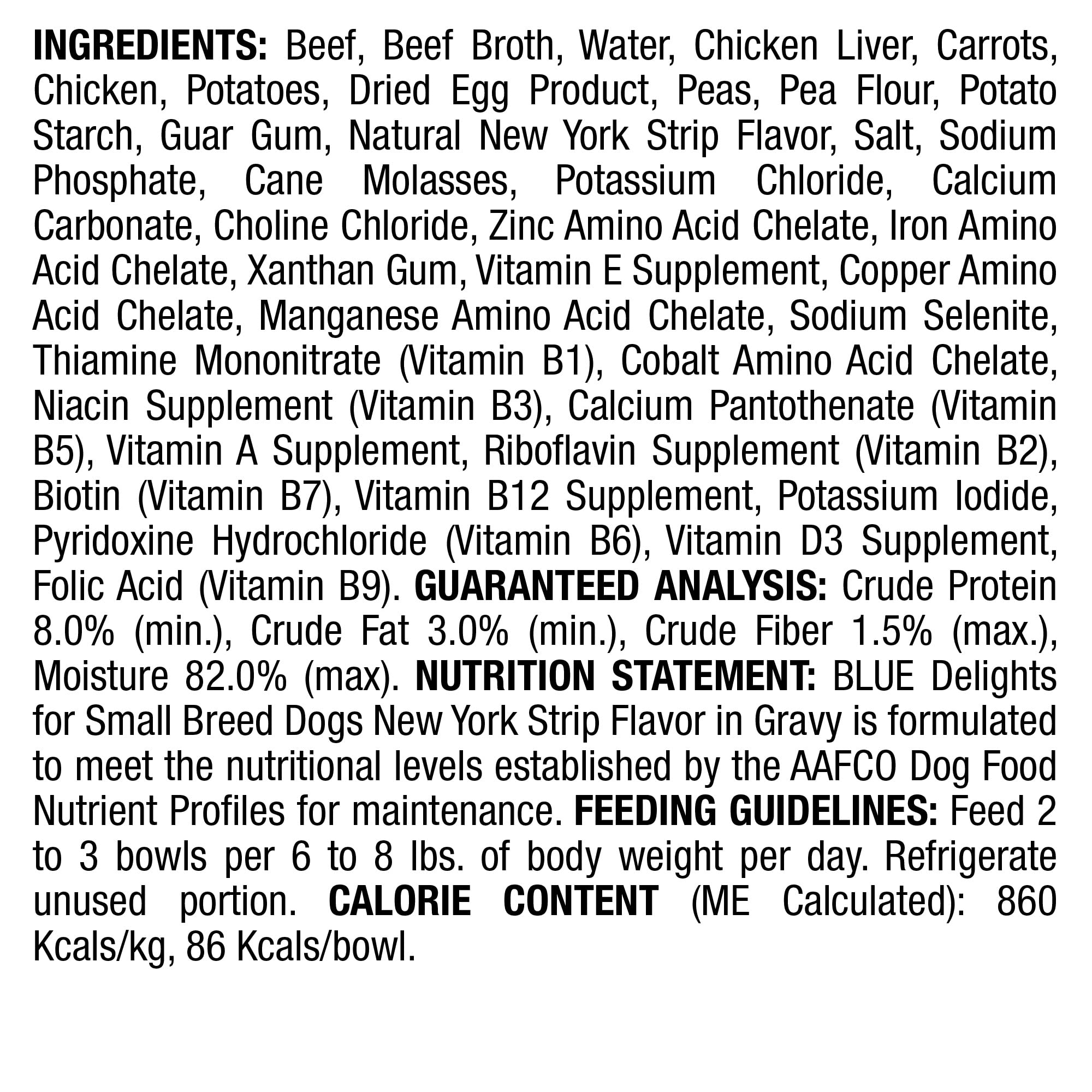 Blue Buffalo Delights Small Breed Natural Wet Dog Food, NY Strip Flavor in Gravy, 3.5-oz Cups, 12 Count