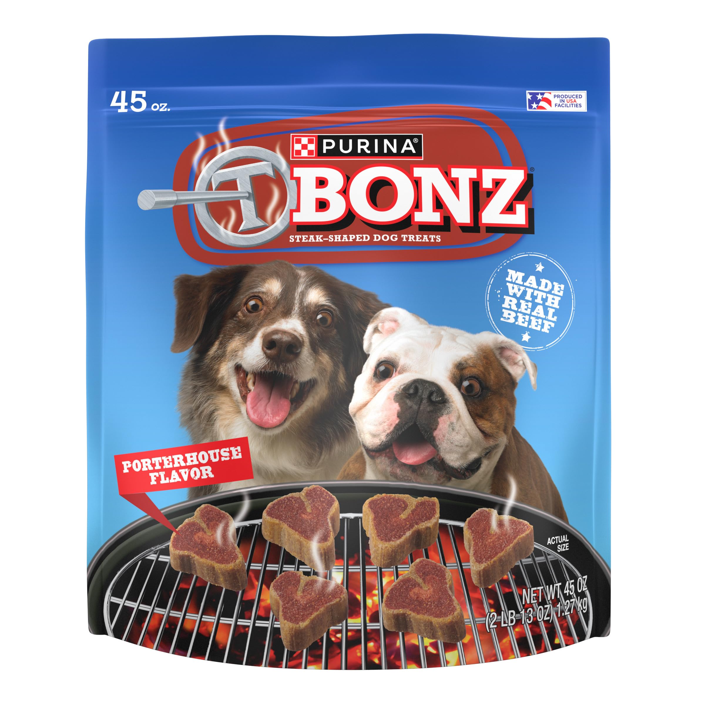 Purina T-Bonz Porterhouse Flavor Steak Shaped Treats for Dogs - 45 oz. Pouch