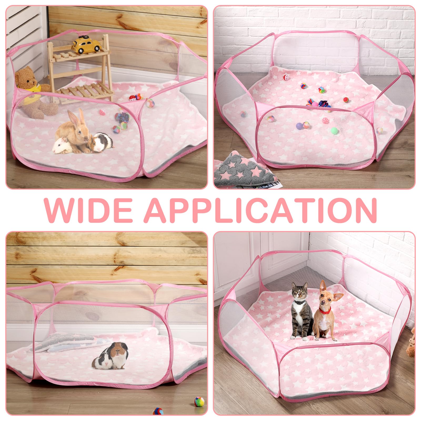 Vitalcozy Hamster Playpen With Mat Small Animal Cage Tent Breathable Transparent Guinea Pig Playpen Waterproof Portable Yard Fen