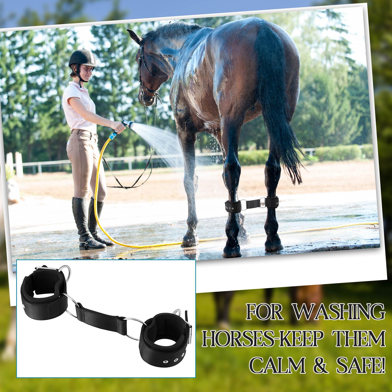 Yeyeplum Neoprene 2-Leg Horse Hobbles Soft Lightweight Adjustable Hobbles for Horses, Hobby Horse Accessories Livestock Secure C