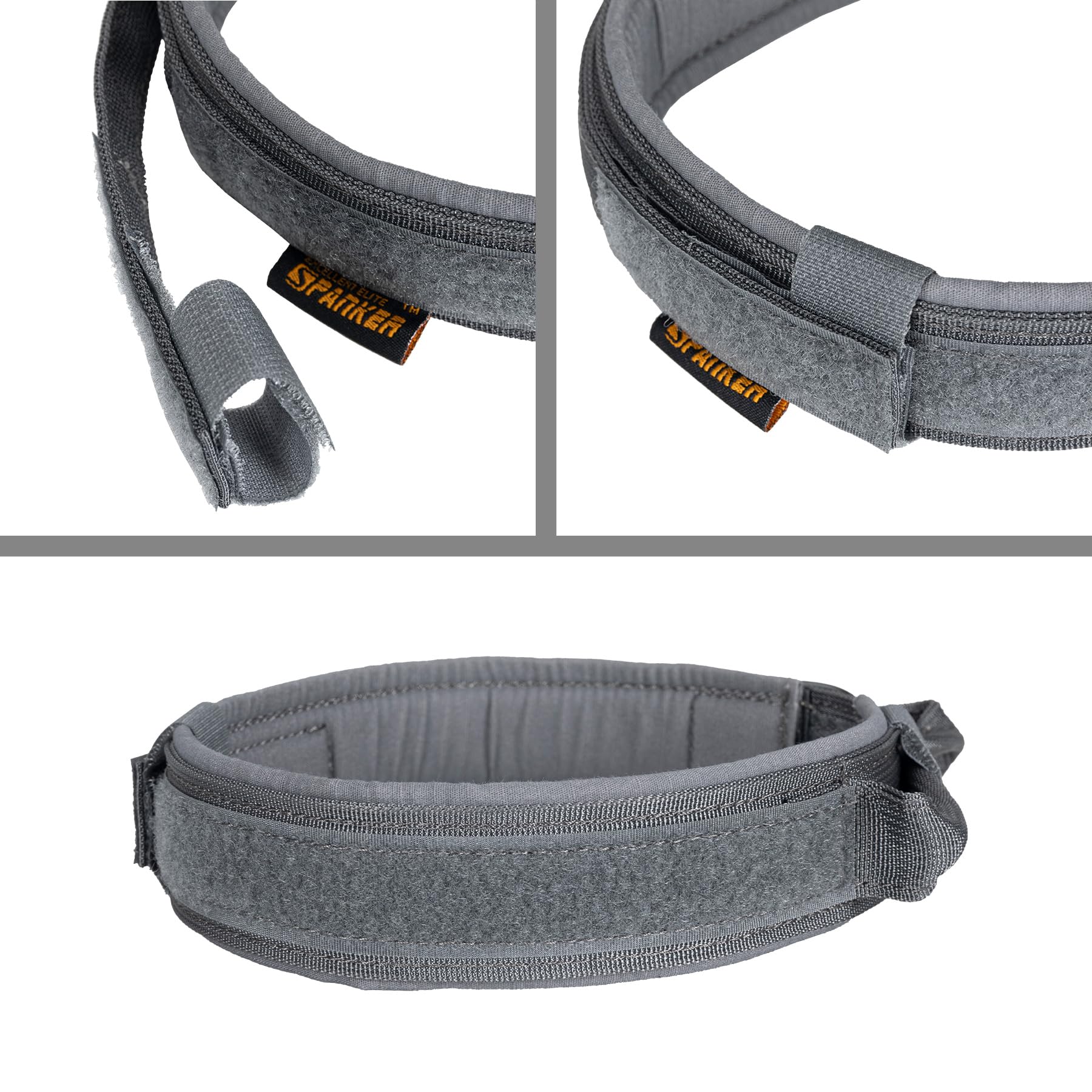 Excellent Elite Spanker Tactical Dog Collar Nylon Adjustable K9 Collar Military Dog Collar Heavy Duty Metal Buckle With Handle(Grey-M)
