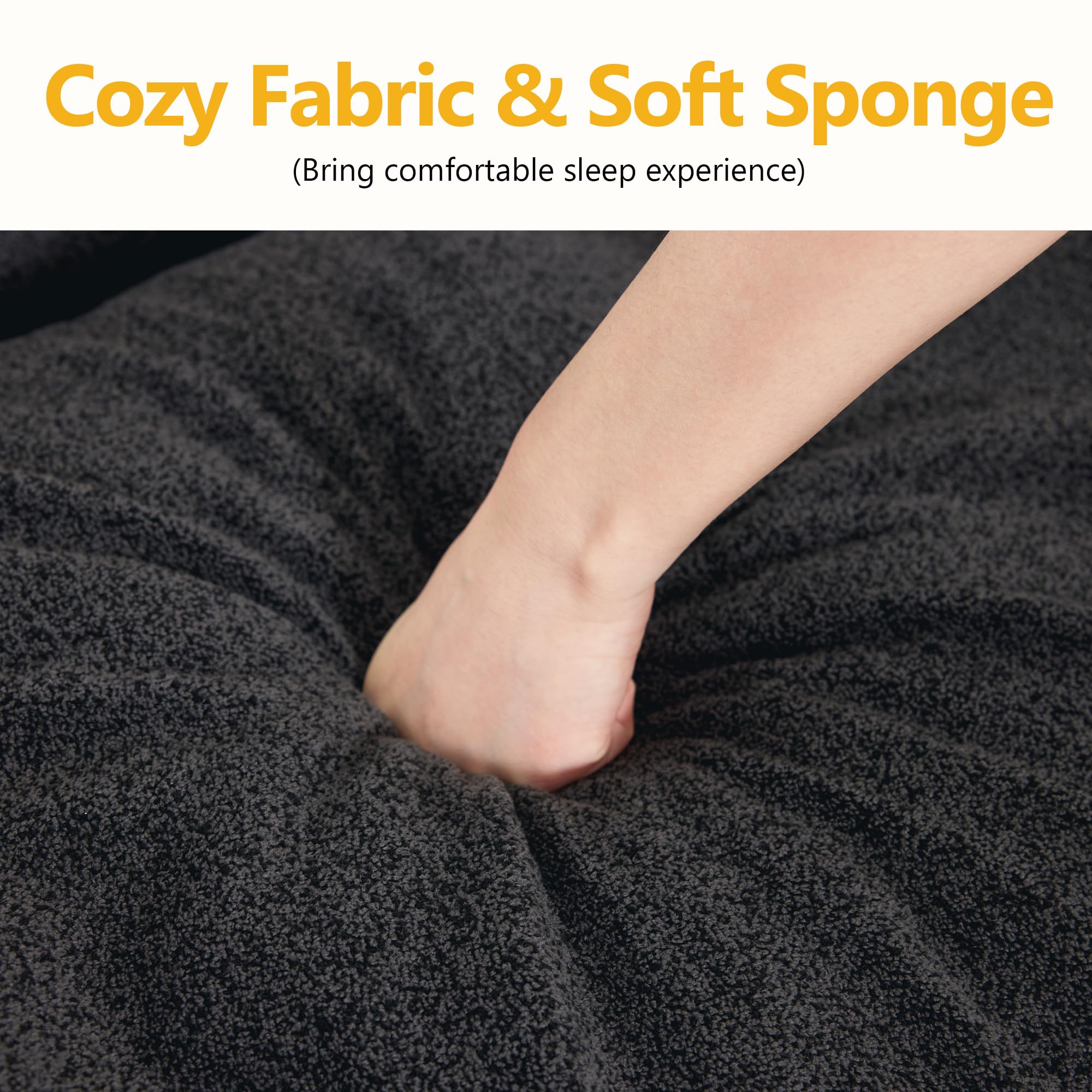 Lovupet Dog Couch for Large Breed, Fabric Dog Sofa Bed with Anti-Slip Bottom, PS215 (Black)