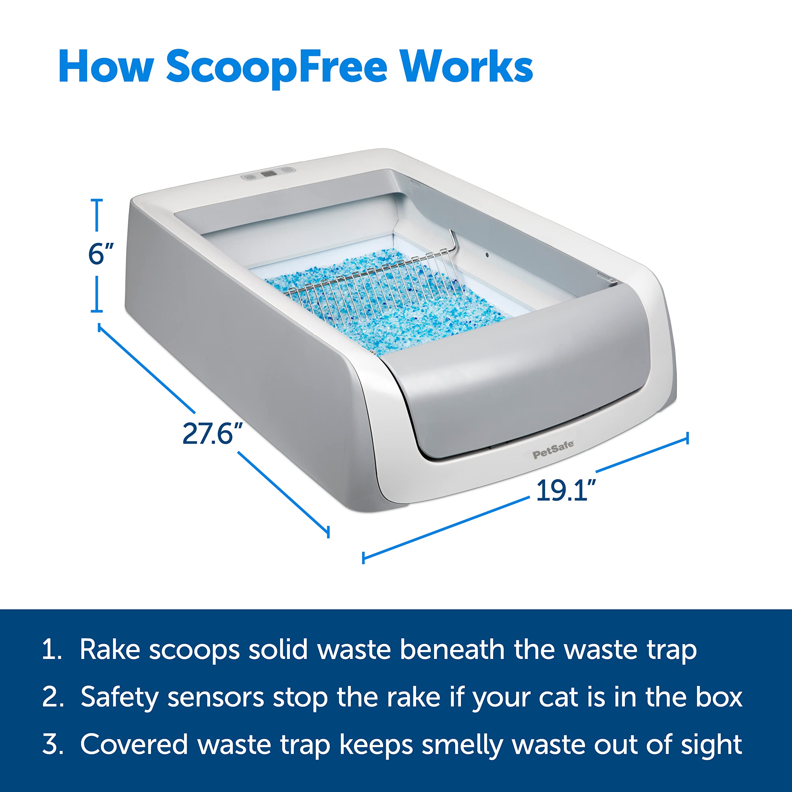 Petsafe Scoopfree Self-Cleaning Cat Litterbox - Never Scoop Litter Again - Hands-Free Cleanup With Disposable Crystal Tray - Less Tracking, Better Odor Control - Includes Disposable Tray