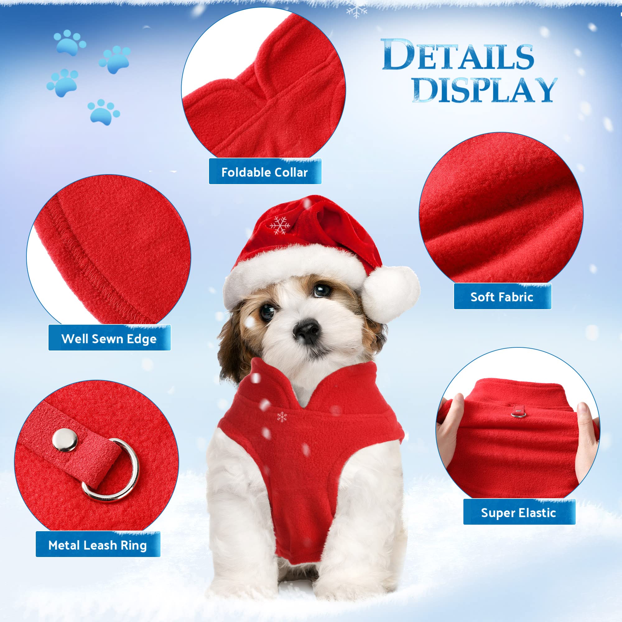 4 Pieces Fabric Dog Sweater With Leash Ring Winter Fleece Vest Dog Pullover Warm Jacket Puppy Clothes For Puppy Cat Chihuahua(X-