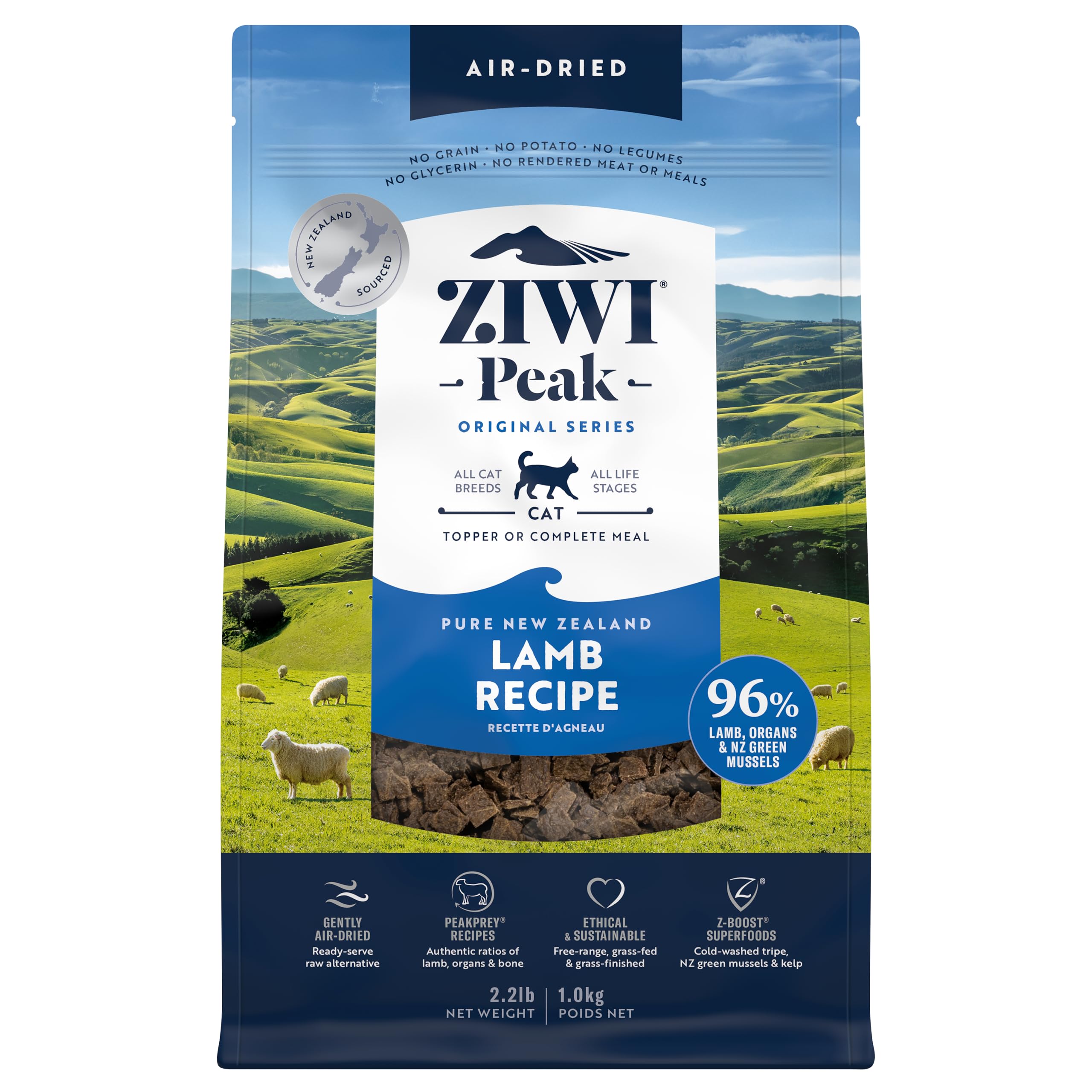 ZIWI Peak Air-Dried Cat Food - Lamb - All Natural, High Protein, Grain Free, Limited Ingredient w/ Superfoods (35.2oz)