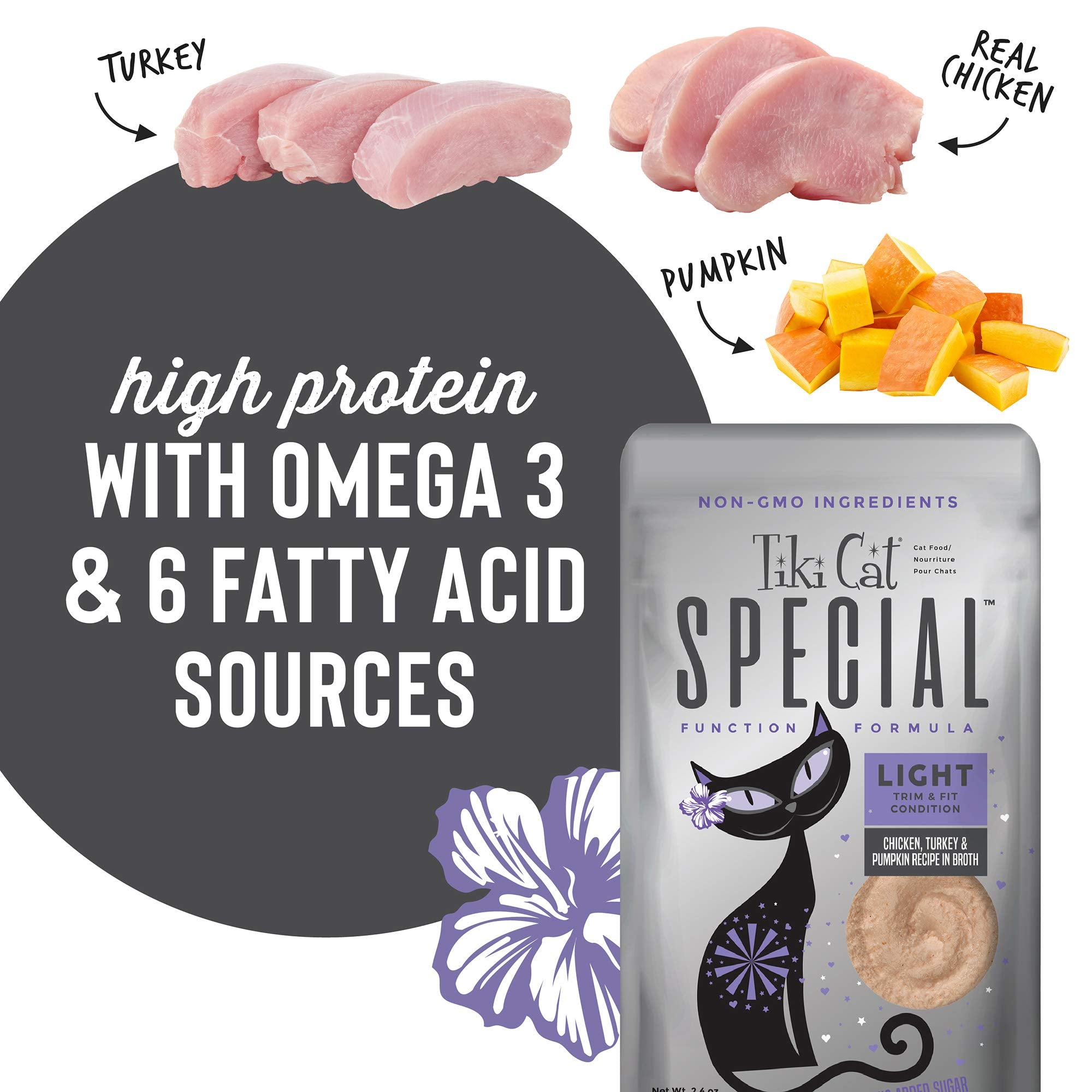 Tiki Cat Solutions Light Mousse, Chicken, Turkey & Pumpkin, Formulated to Support Healthy Trim and Fit, Functional Wet Cat for A