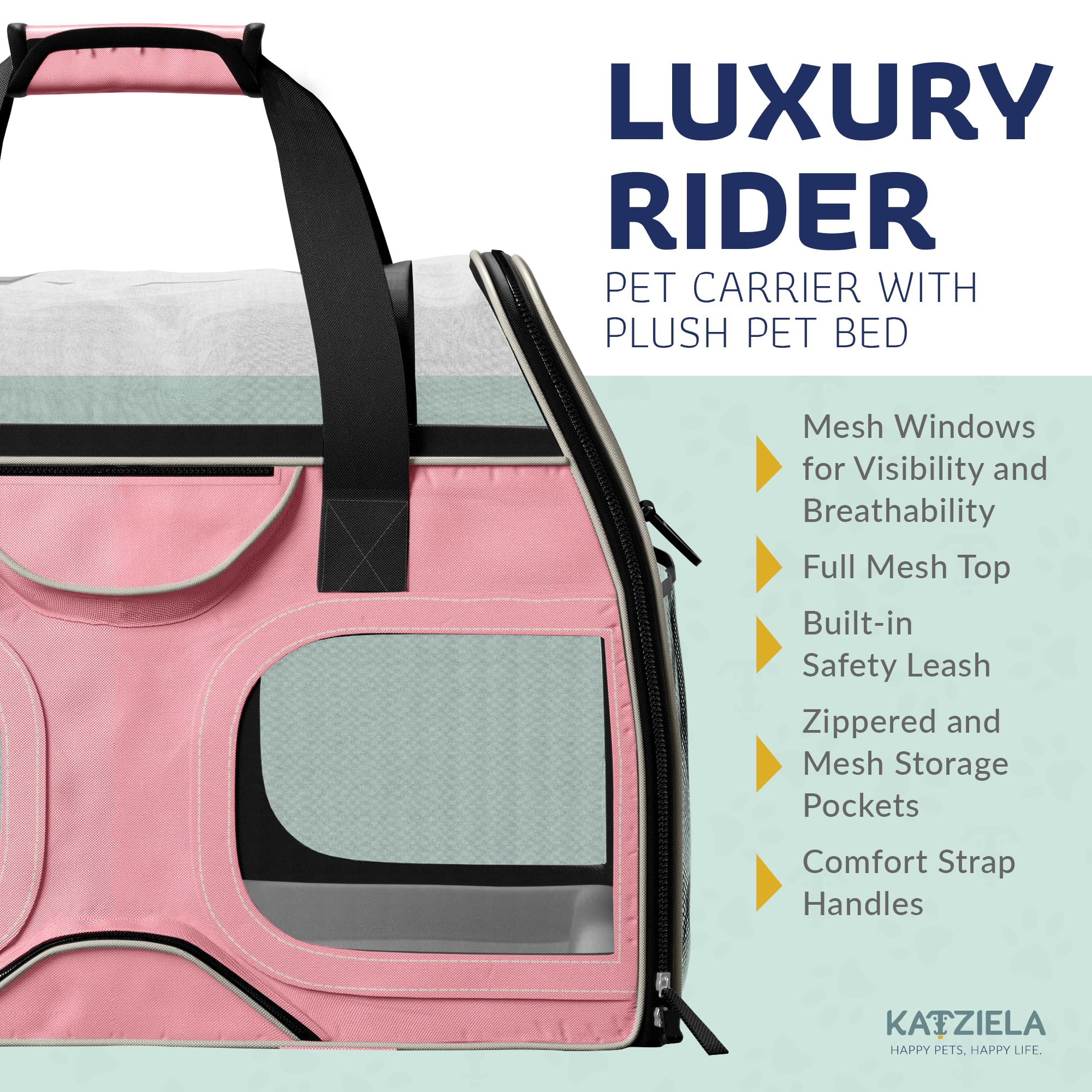 Katziela Pet Carrier - Airline Compliant Dog Carrier - Tsa Approved Pet Carrier For Small Dogs And Cats - Soft Faa Travel Airpla
