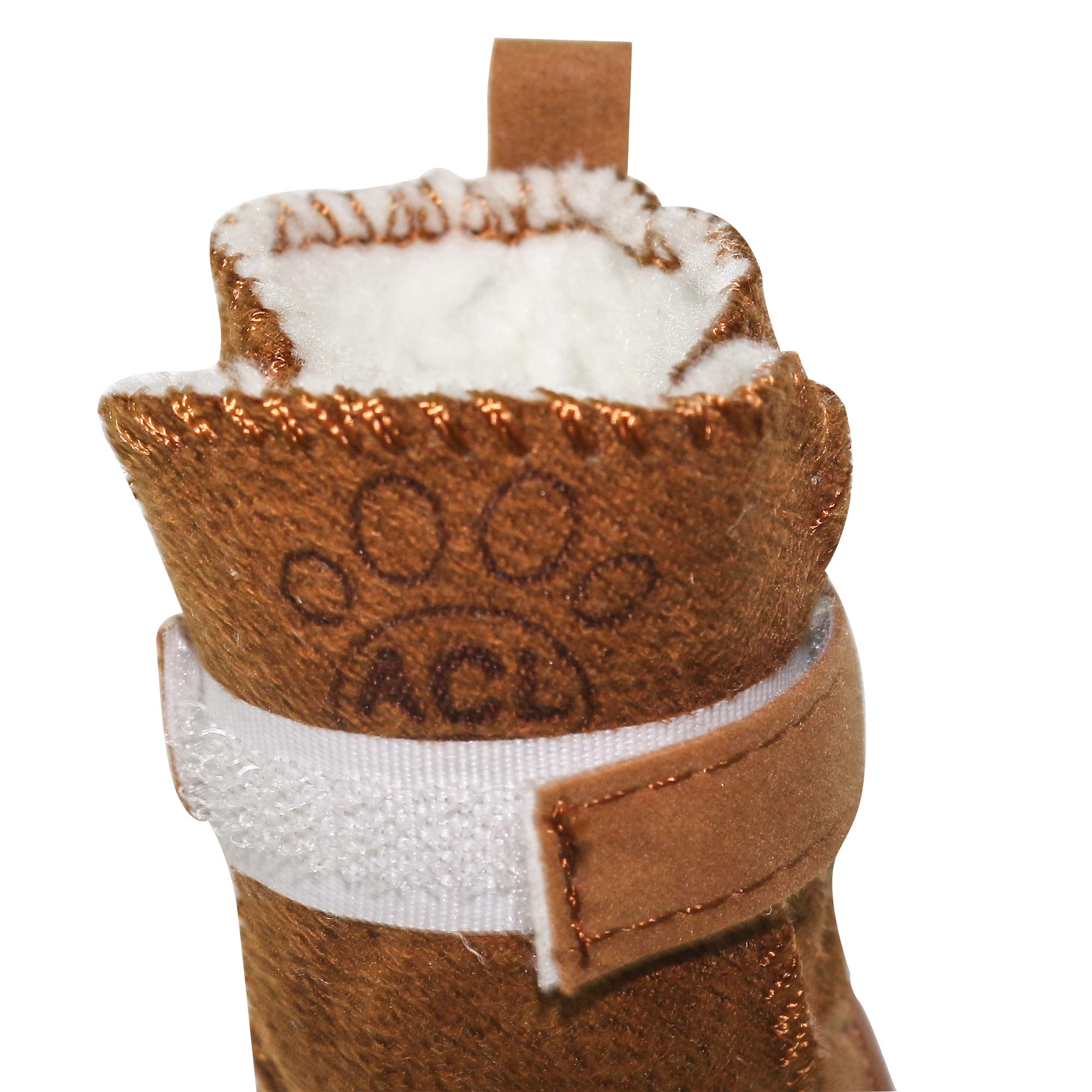Payanwin Dog Boots Paw Protector, Anti-Slip Dog Shoes,Dog Australia Boots Pet Antiskid Shoes Winter Warm Skidproof Sneakers, For Small Dog (#5, Brown)