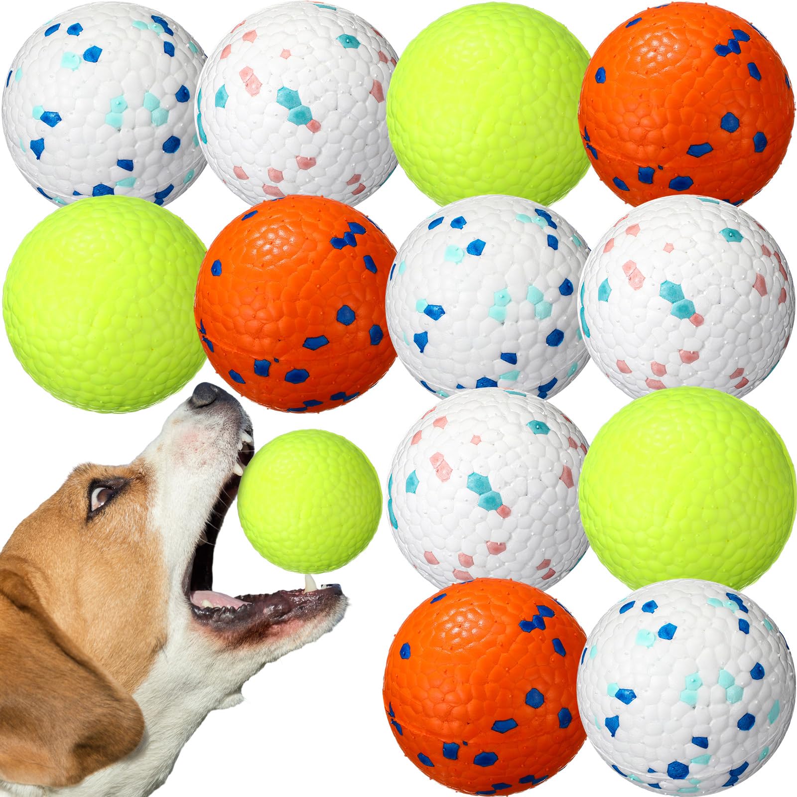 Jenaai 12 Pcs Dog Balls For Aggressive Chewers Tennis Ball 2.9 Inch Indestructible Durable Bouncy Floating Toys Interactive Dog 