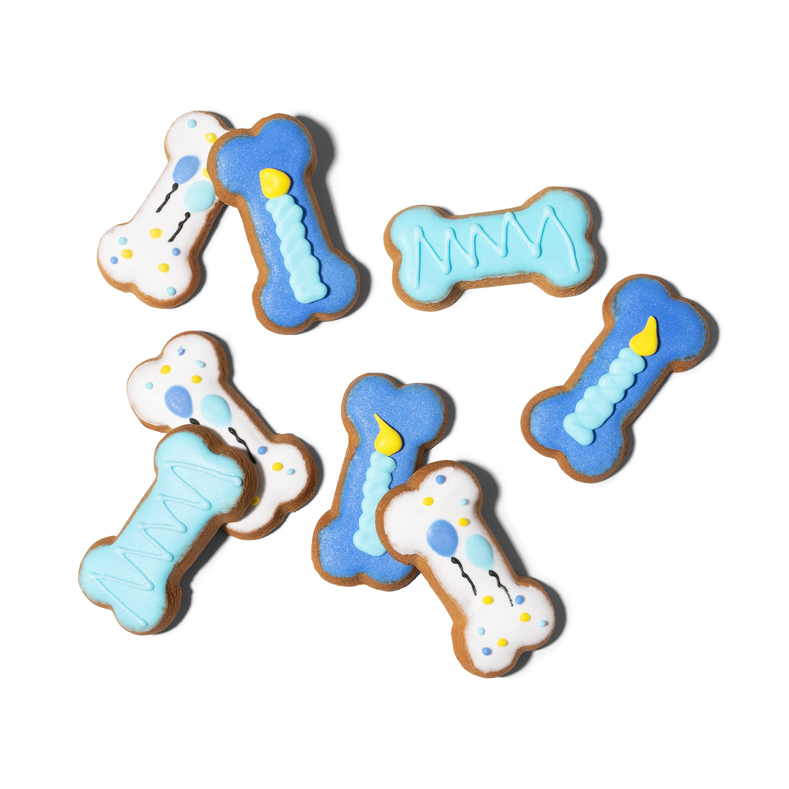 Thoughtfully Pets, Dog Birthday Cookie Gift Set, Hand Decorated Crunchy Treats in Bone Shapes, Great for Birthdays, Set of 8 (8