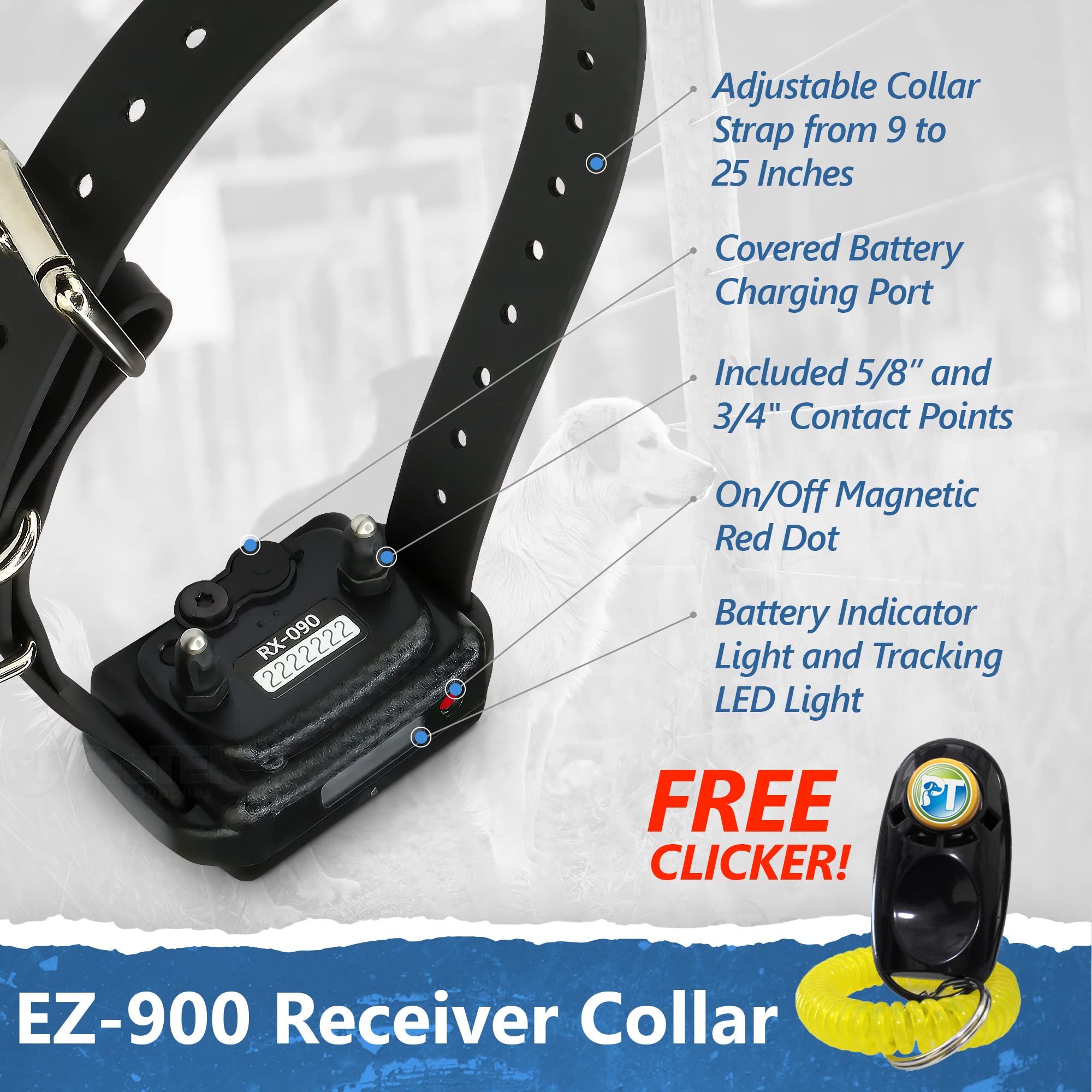 E-Collar Educator Ez-900-1/2 Mile Remote Waterproof Dog Trainer - Static, Vibration And Sound Stimulation Collar With Petstek Do