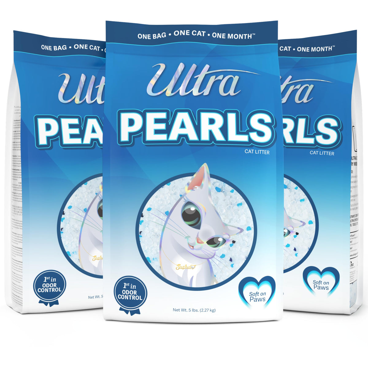 Ultra Pearls Premium Cat Litter - 99.9% Dust Free, Low Tracking, Soft On Paws, Fragrance Free - 15 Lbs. Total (3Pk Of 5 Lbs.)
