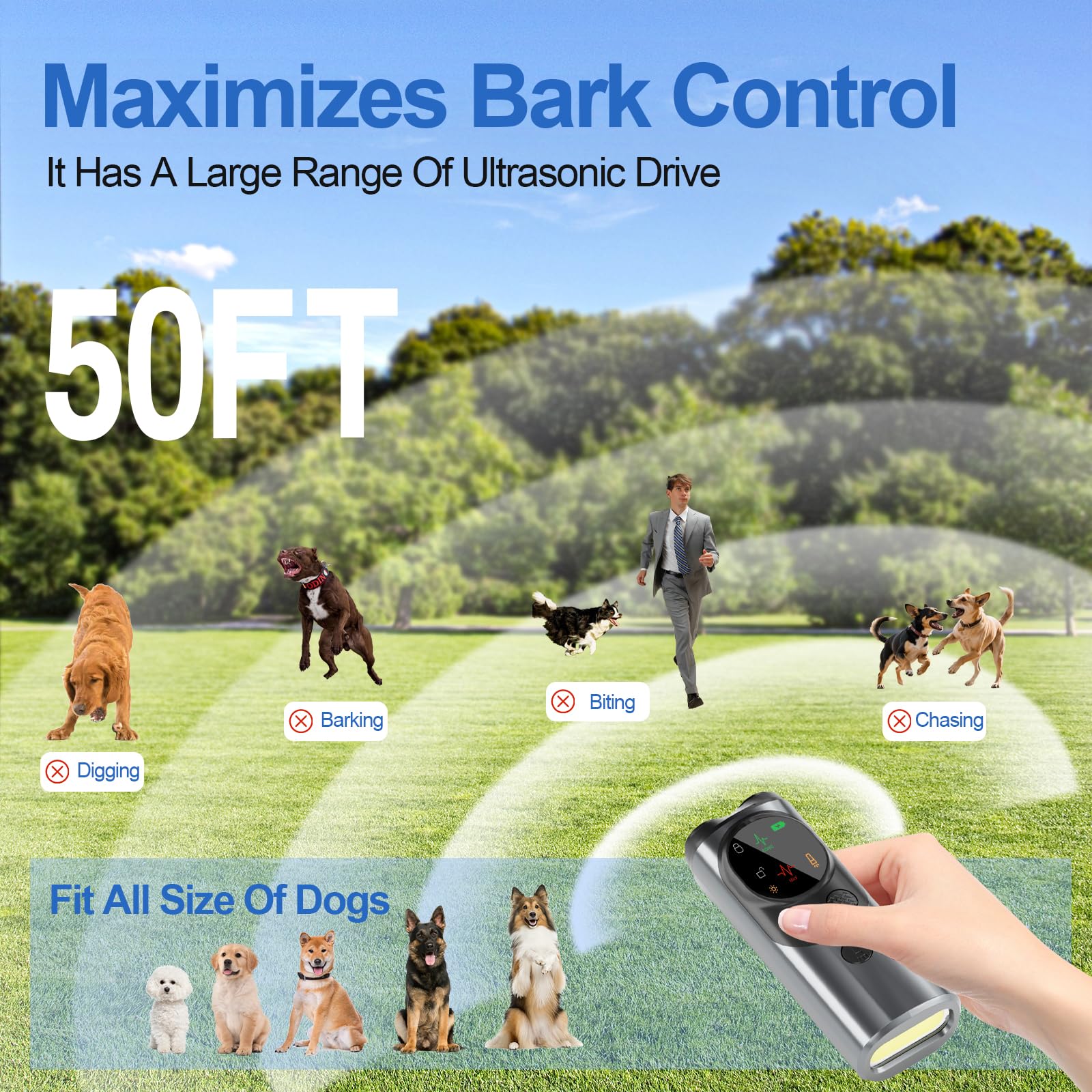 Ydhz Dog Sonic Bark Deterrents Devices, Portable Ultrasonic Dog Bark Deterrent Safe & Effective Anti Barking Device For Dogs Tra