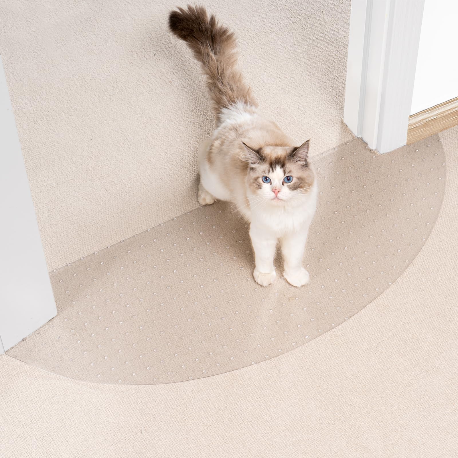 Uross Semi-Circular Pet Protector - 2Pcs Plastic Mat For Doorways, Stops Cat Scratching & Ripping Under Doors