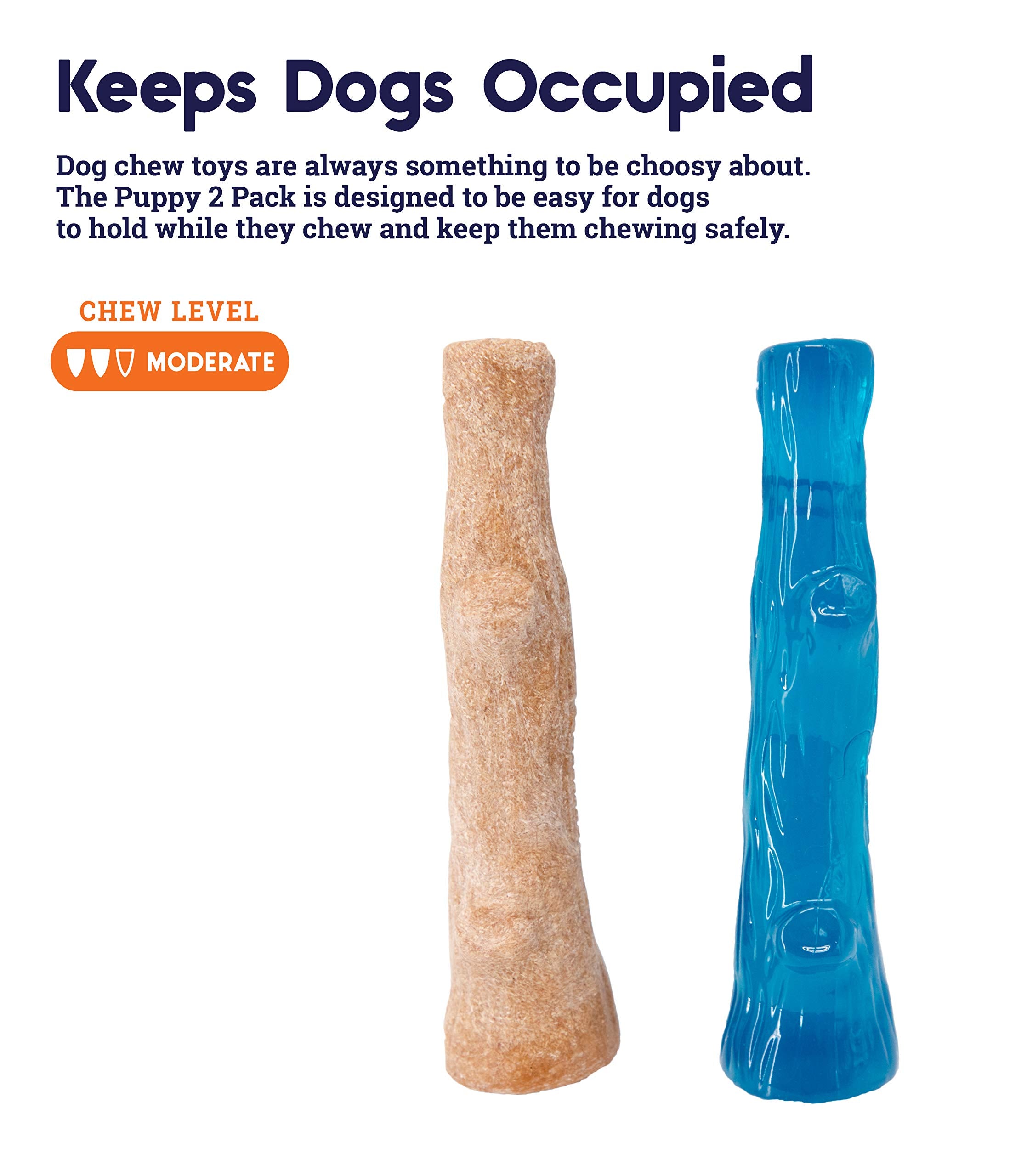 Petstages Dogwood Puppy Durable Dog Chew Toys, Real Wood & Teething Bone, 2-Pack, Small