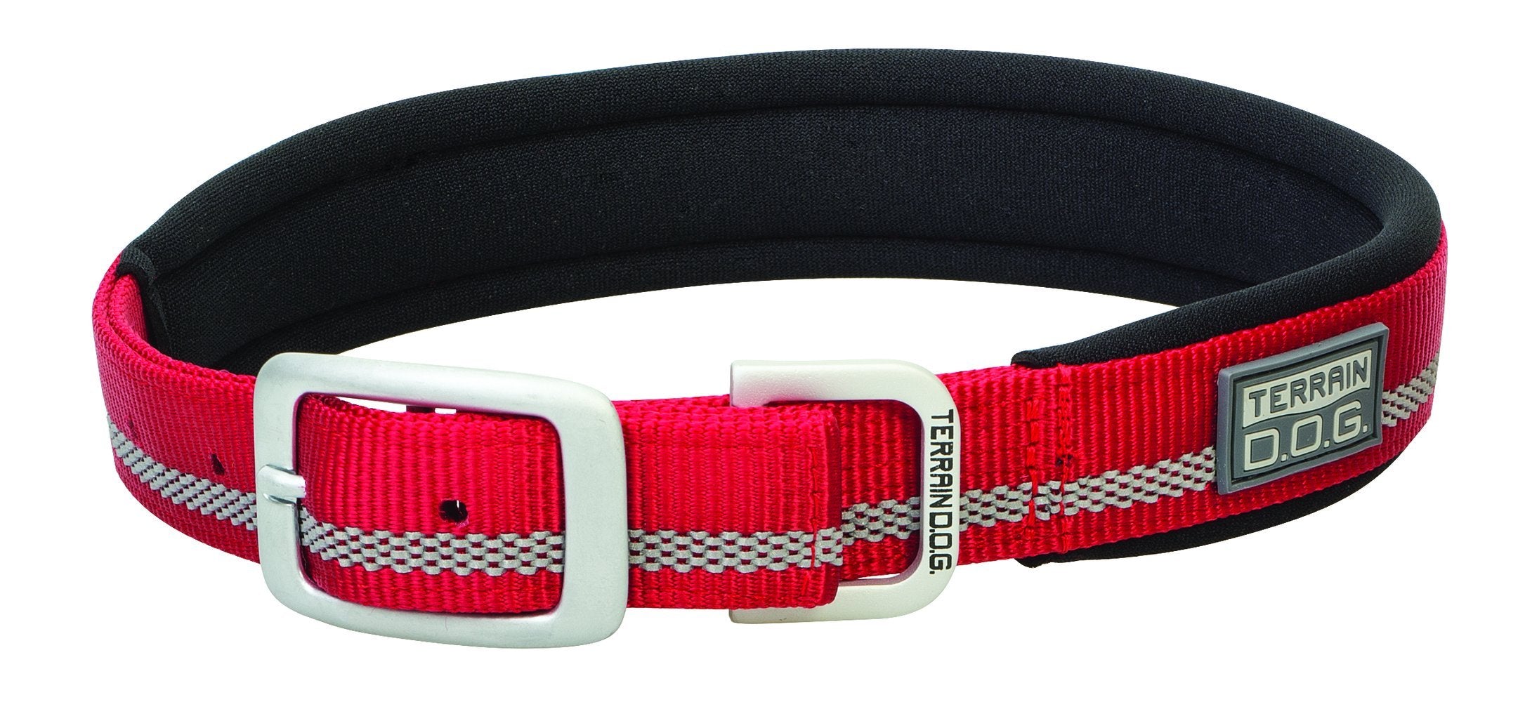 Terrain D.O.G. Reflective Neoprene Lined Dog Collar, 19' (17 - 20 In., 1 In. Width), Red