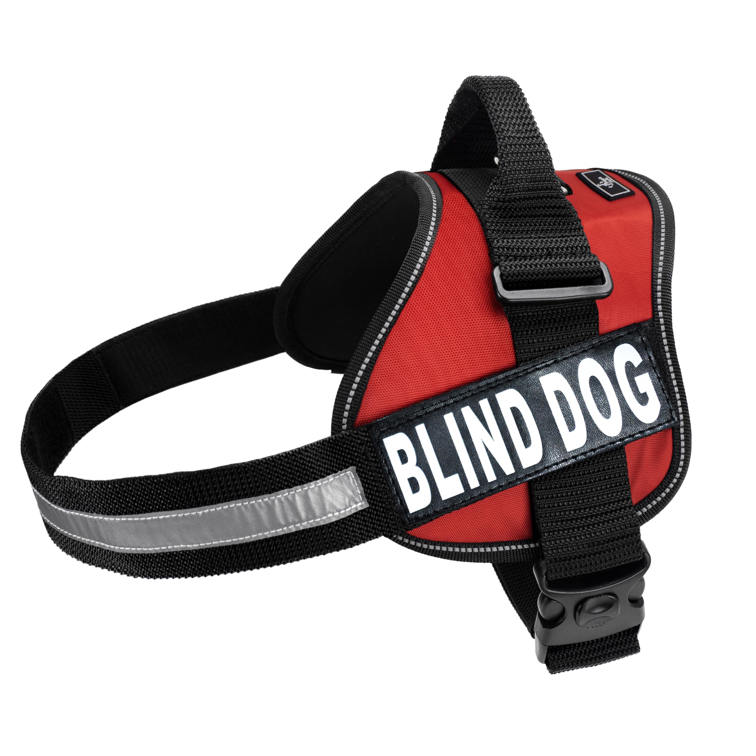 Doggie Stylz Blind Dog Vest Harness with Removable Patches and Reflective Trim. Comes with 2 Blind Dog Reflective Hook and Loop 