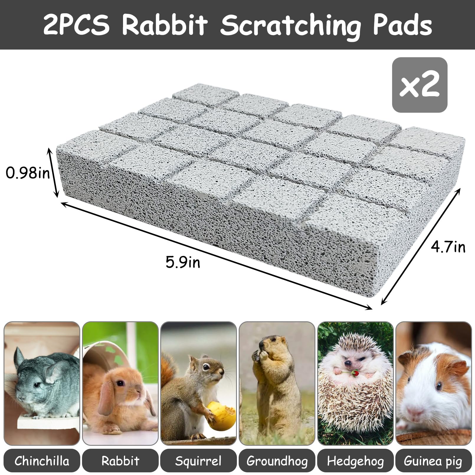 Hamiledyi 2Pcs Rabbit Scratching Pads Bunny Lava Grinding Claw Pads Small Animal Foot Pads Hamster Scratch Board Chew Toys For G
