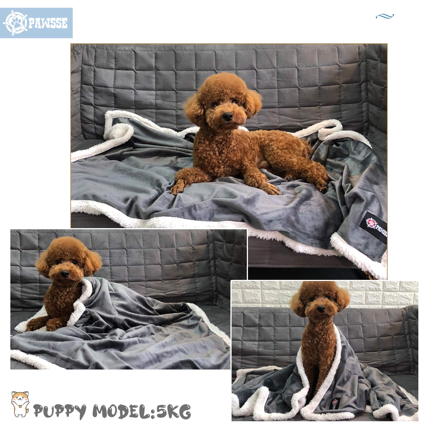 Puppy Blanket, Super Soft Sherpa Dog Blankets And Throws Cat Fleece Sleeping Mat For Pet Small Animals 45X30 Grey