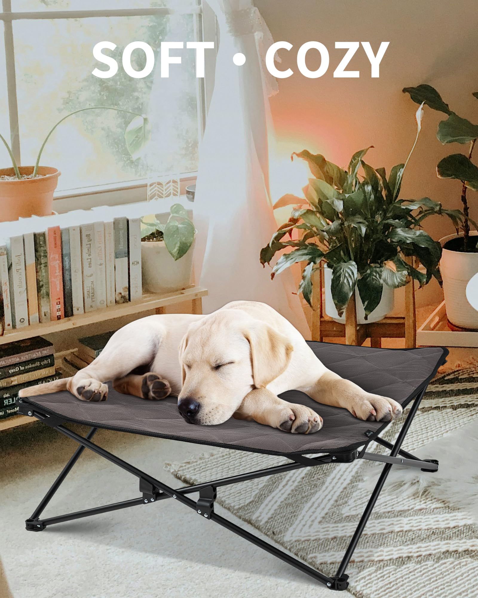 Kingcamp Elevated Dog Bed For Medium Dogs, Raised Outdoor Indoor Portable Cooling Cot Lifted Pet Hammock Off Ground With Washabl