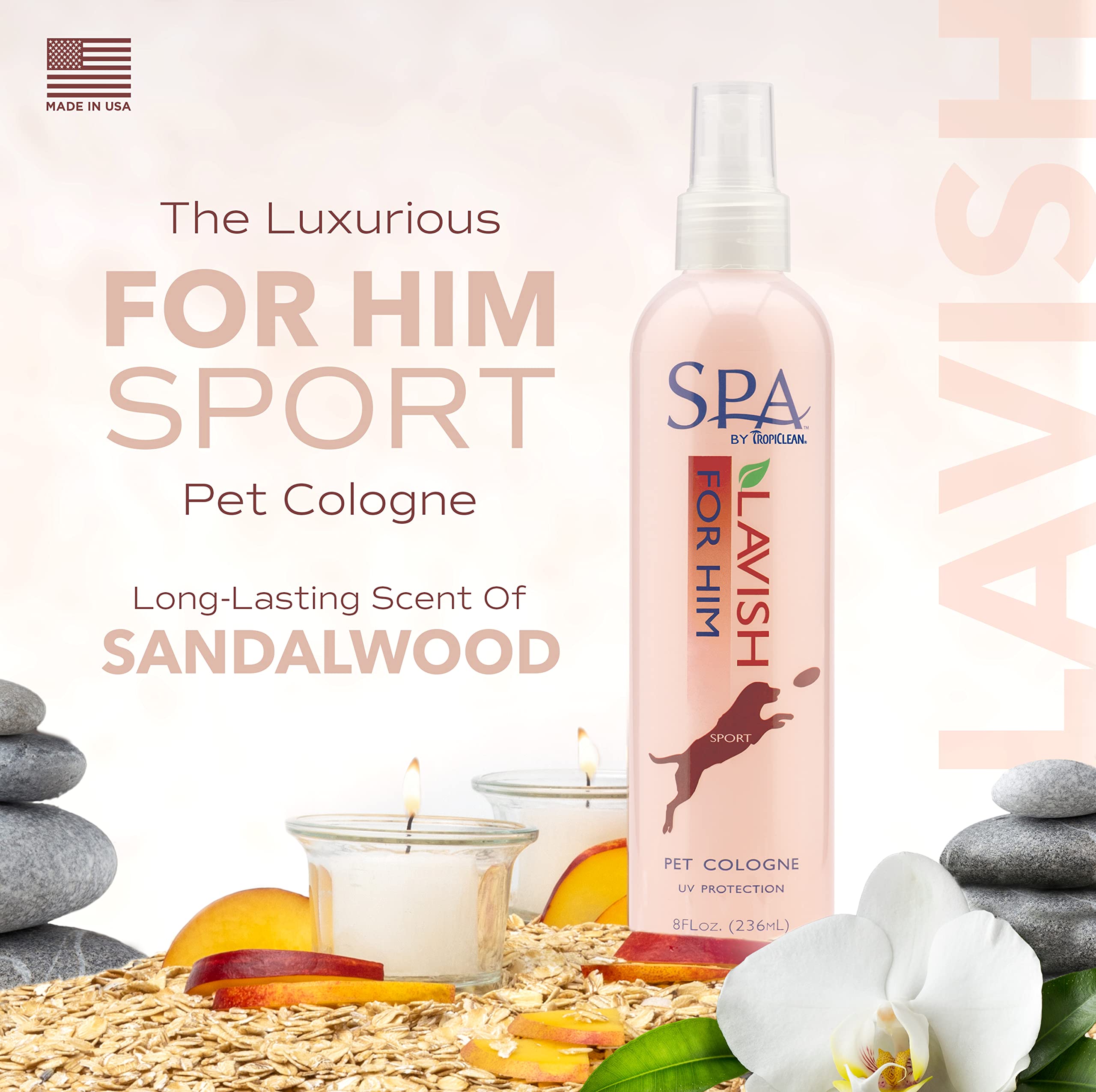 TropiClean SPA For Him Male Dog Cologne Spray Long Lasting | Sporty Scented Dog Deodorizing Spray | Naturally Derived Salon Grad