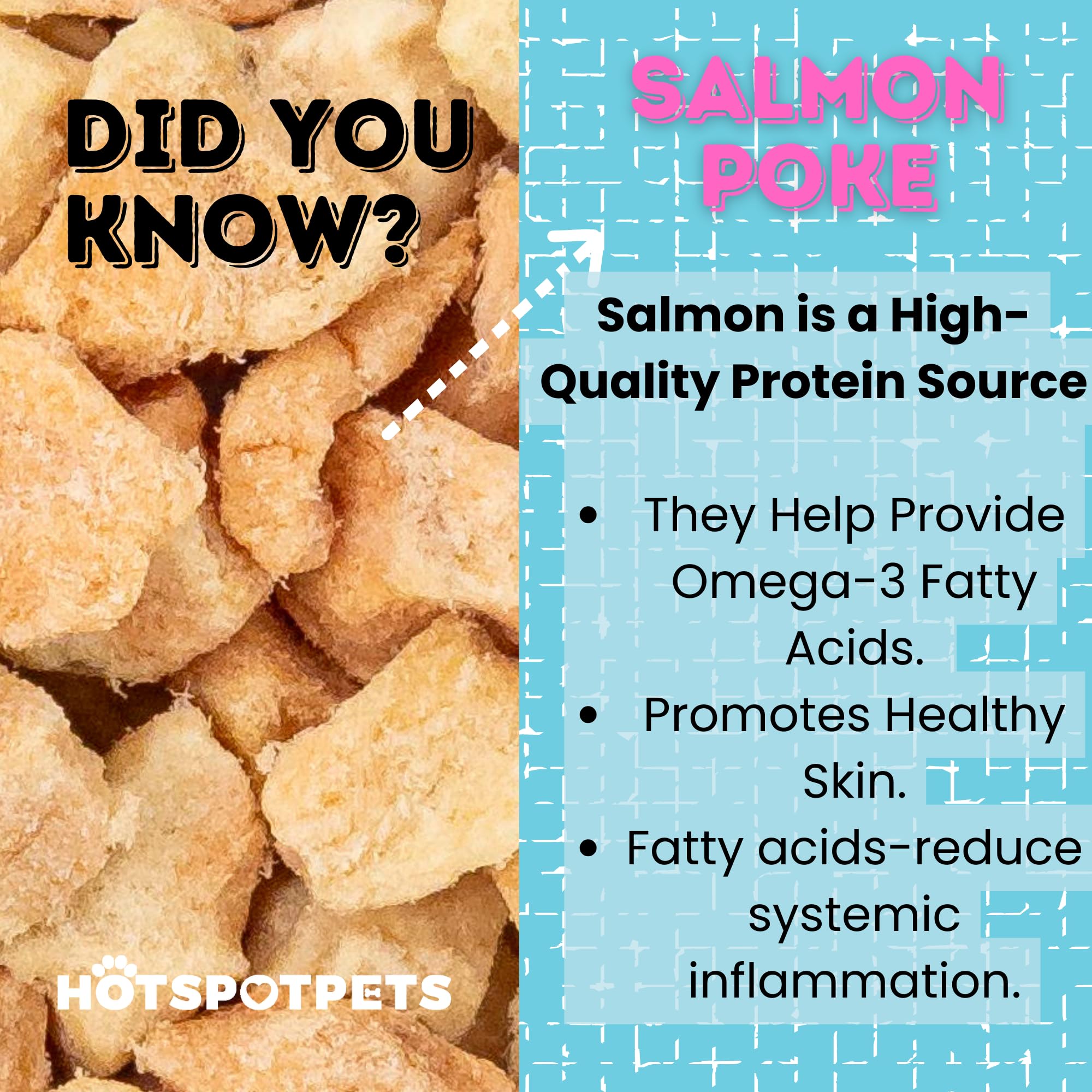 hotspot pets Freeze Dried Salmon Treats for Cats & Dogs -Made in USA-1LB Resealable Big Bag -Single Ingredient, High Protein, Al