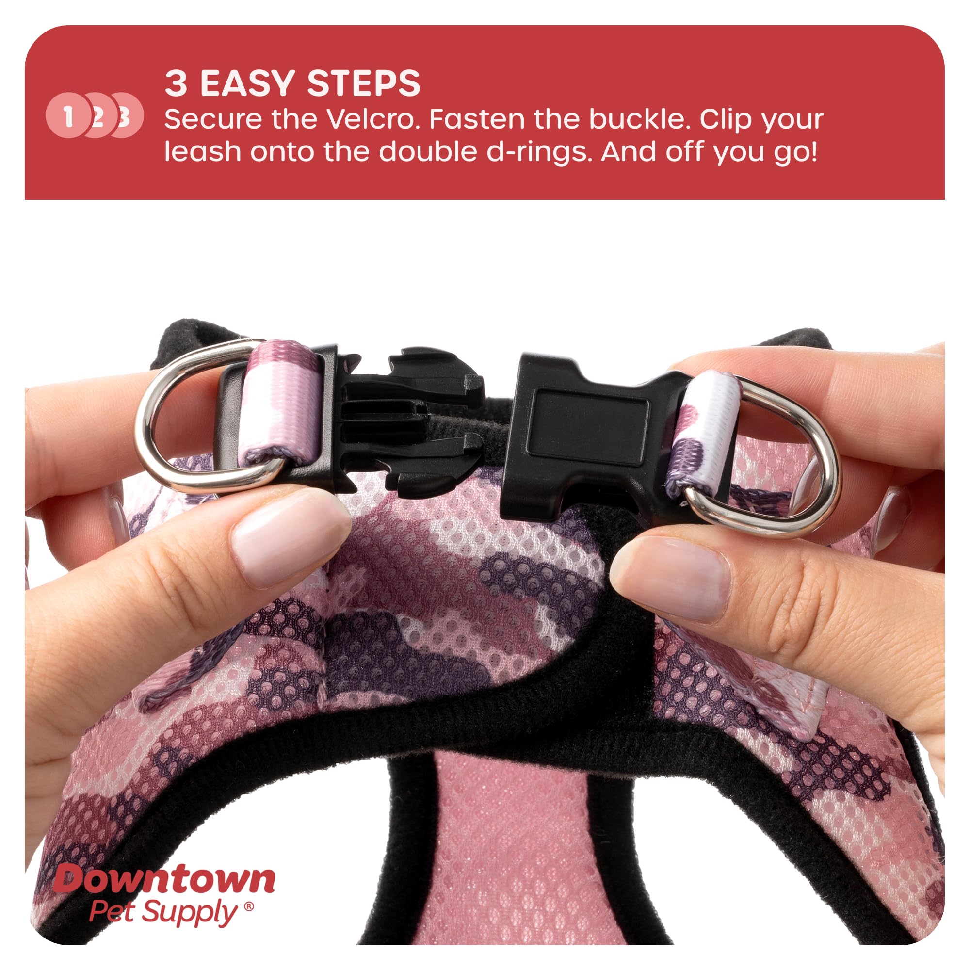 Downtown Pet Supply Step In Dog Harness For Small Dogs No Pull, Small, Camo Pink - Adjustable Harness With Padded Mesh Fabric An