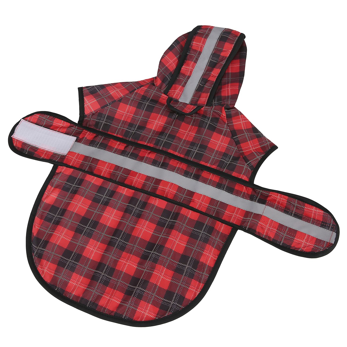 Hde Dog Raincoat Hooded Slicker Poncho For Small To X-Large Dogs And Puppies Plaid - S