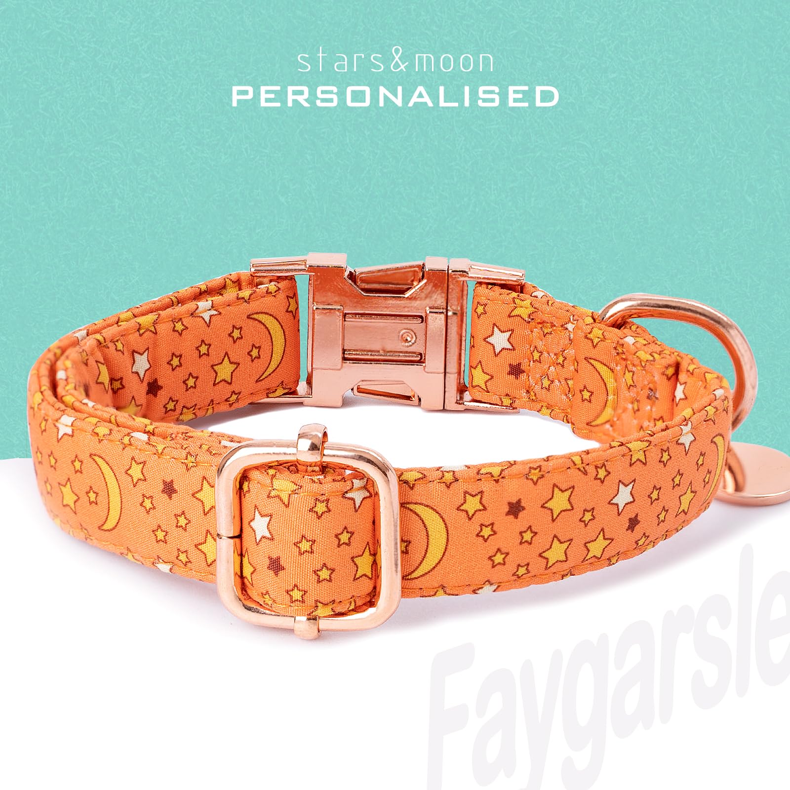 Faygarsle Orange Stars Moon Pattern Dog Collar For Small Medium Large Dogs Cute Puppy Collars For Female Dogs For Summer Spring