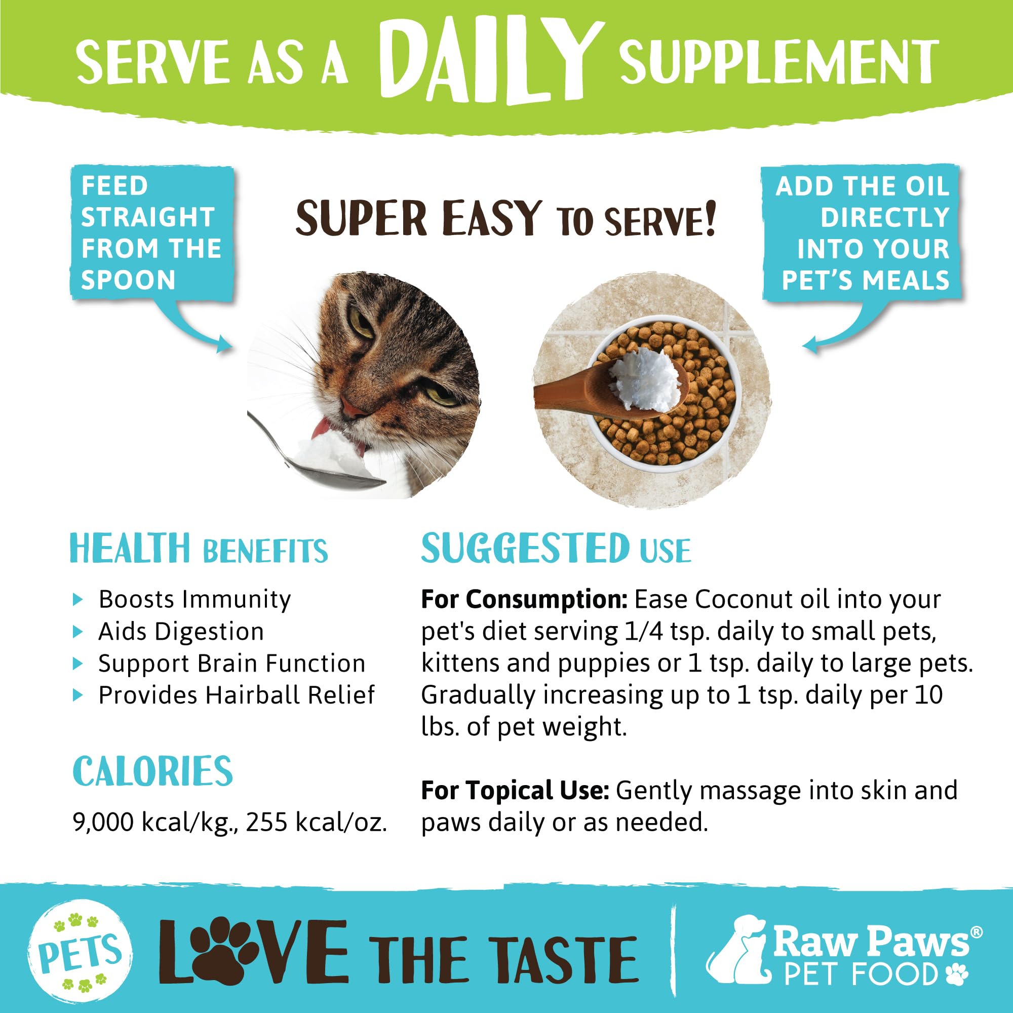 Raw Paws Organic Virgin Coconut Oil for Dogs & Cats, 16-oz - Supports Immune System, Digestion, Oral Health, Thyroid - All Natur