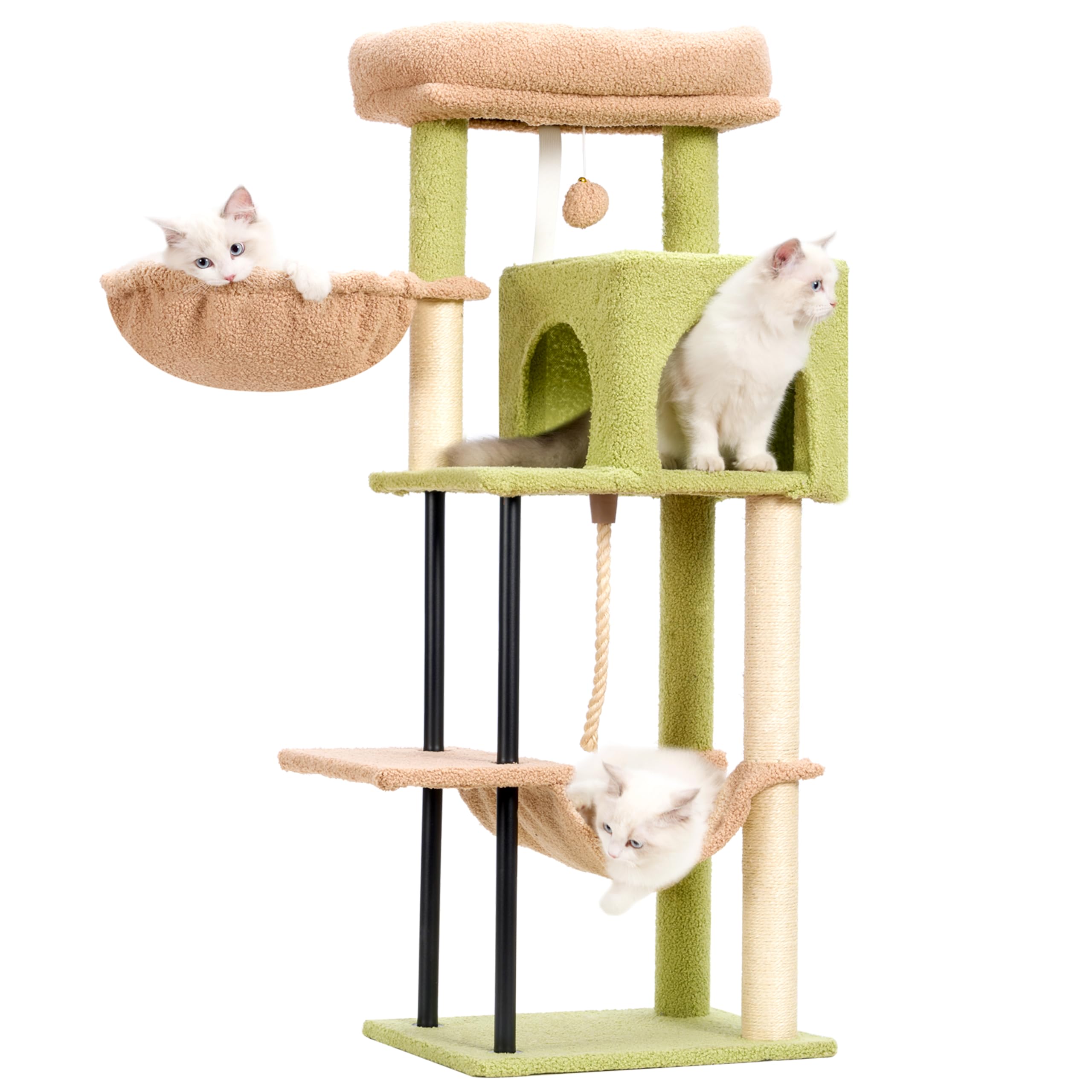 Gitelsnour Cat Tree, Cat Tower For Indoor Cats, 43.3 Inch Cactus Cat Tree Tower With Sturdy Steel Tube, Hammock, Cat Condo For S