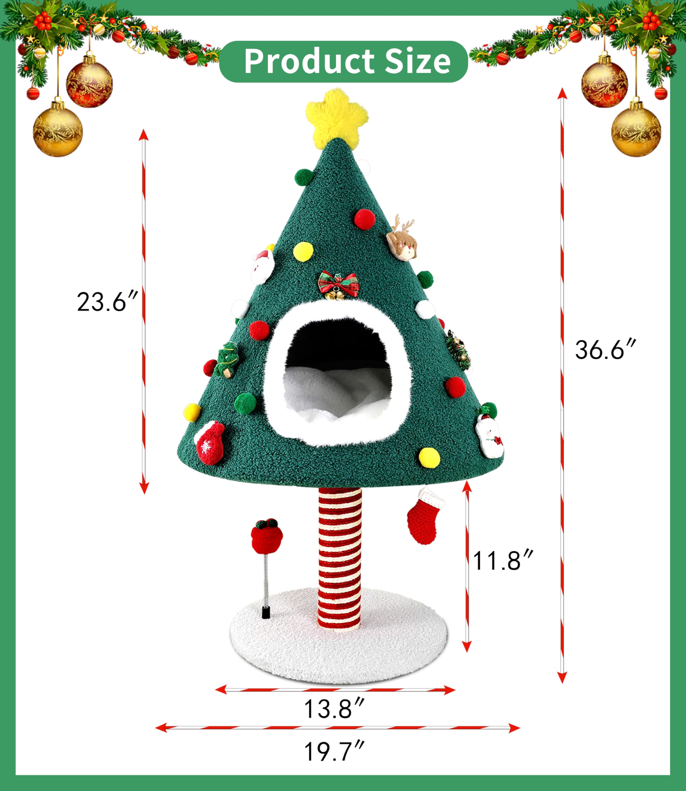 Puzzlepaw Chirstmas Cat Tree Tower With Scratching Post Scratcher For Indoor Cats,Cat Chirstmas Tree,Cat Activity Center Play Ca