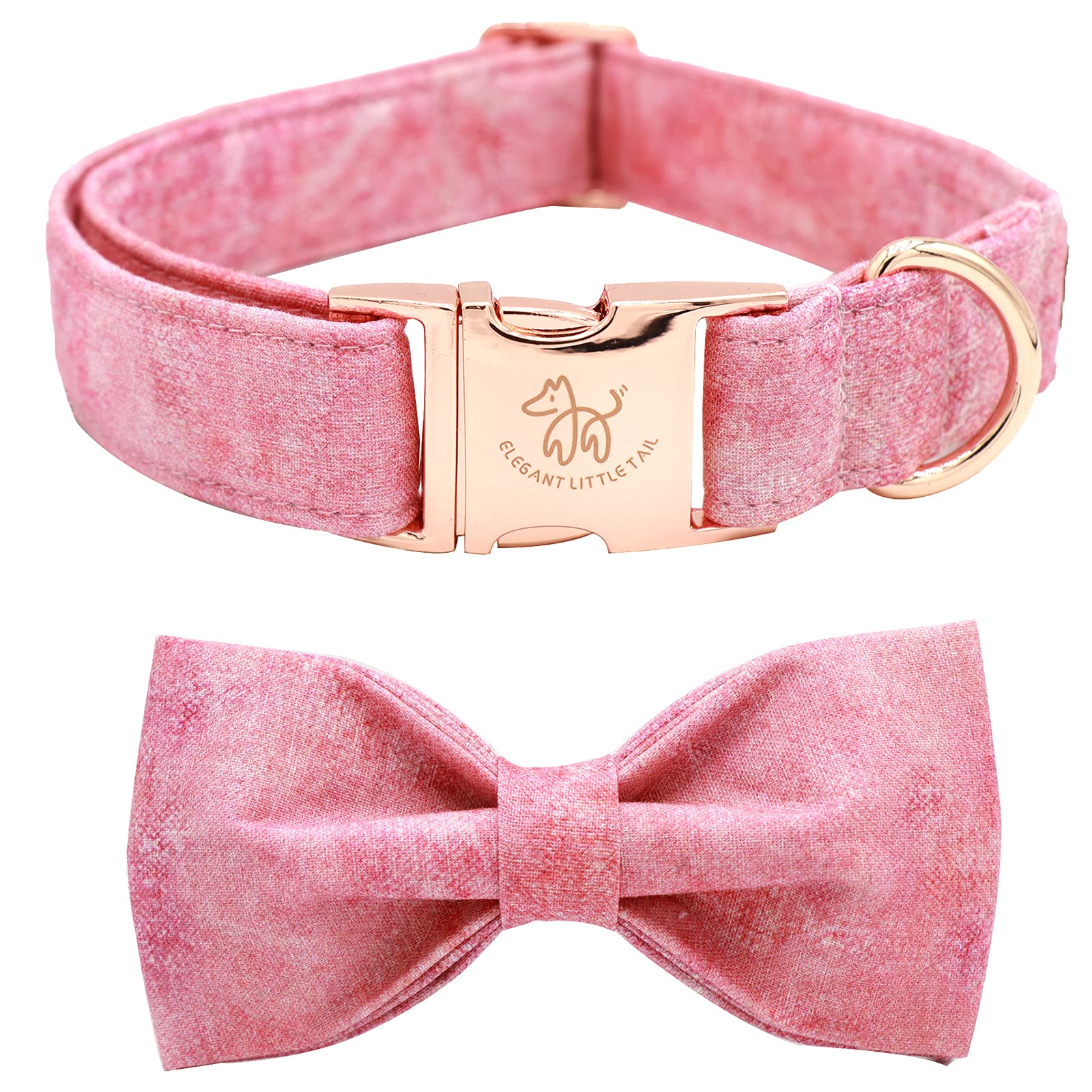 Elegant Little Tail Pink Colorful Dog Collar, Comfortable Dog Collar With Bow Adjustable Soft Bow Tie Dog Collars For Large Dogs