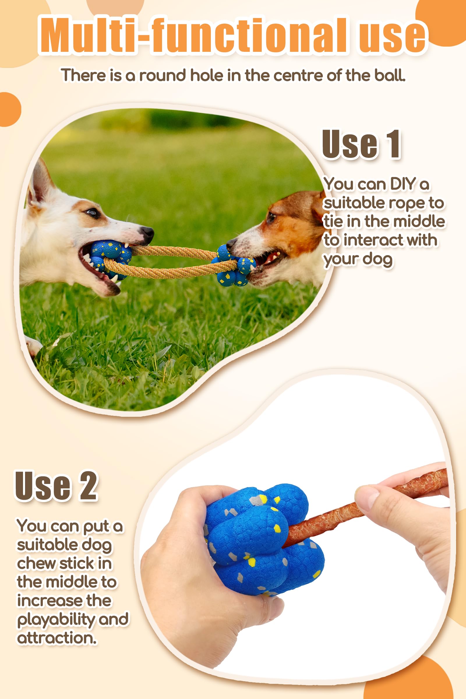 Upgrade Undirected Dog Balls For Aggressive Chewers, Tennis Balls For Dogs, Durable Bouncy Dog Toy Balls, Interactive Dog Toys F