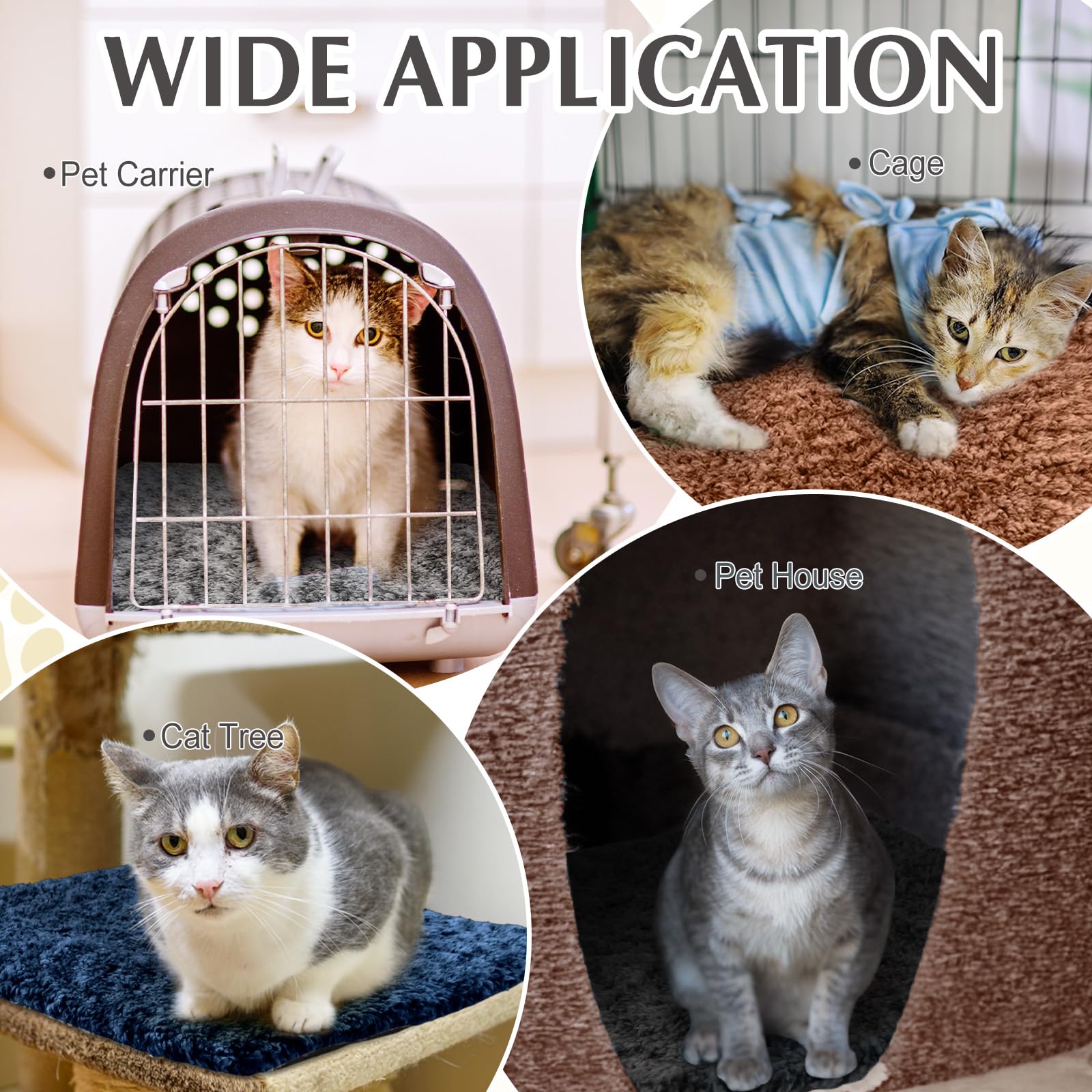 Drydiet 4 Pack Self Warming Cat Bed Indoor Self Heating Dog Cat Pad Washable 16 x 20 Inch Thermal Pet Kennel Pad Crate Bed Mat R