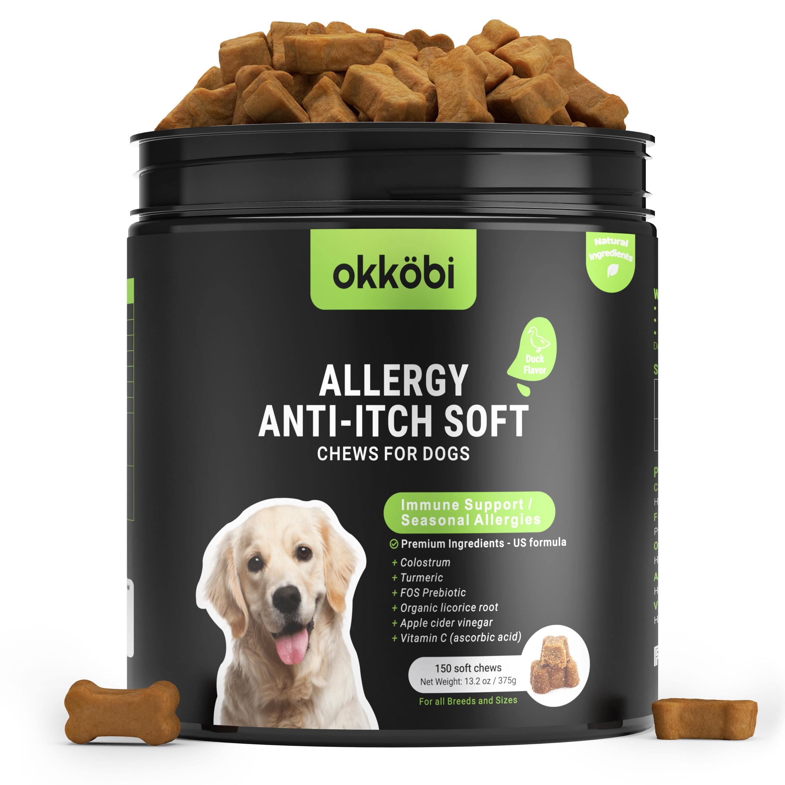 Dog Allergy Chews 150Pcs - Dog Allergy Relief - Dog Supplements for Itchy Skin and Paw Licking - US Formula with Dog Probiotics,