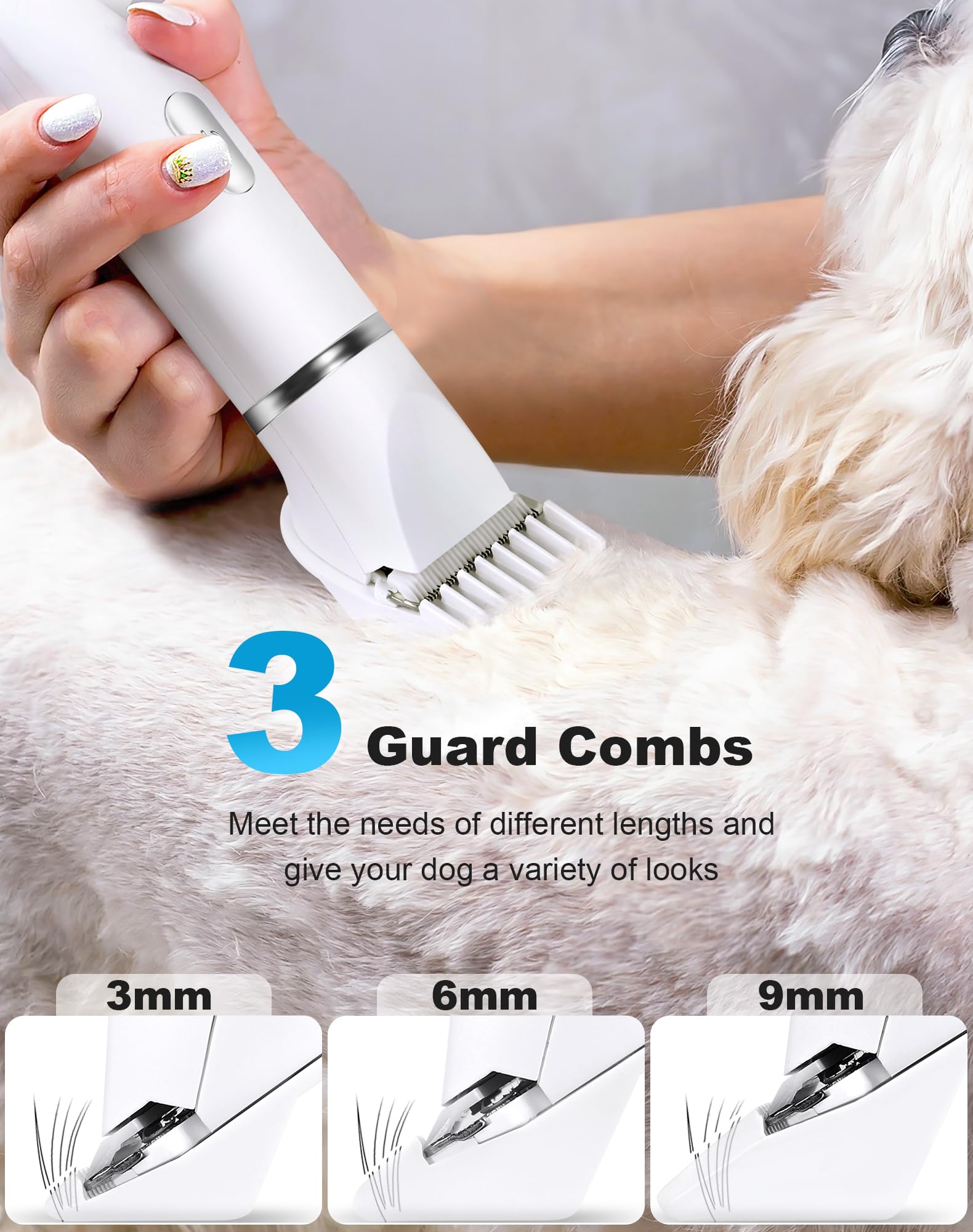 Lexflext 3 In 1 Small Dog Grooming Kit, 2 Speed Rechargeable Dog Hair Clippers With Guards, Low Noise Electric Dog Paw Trimmer &