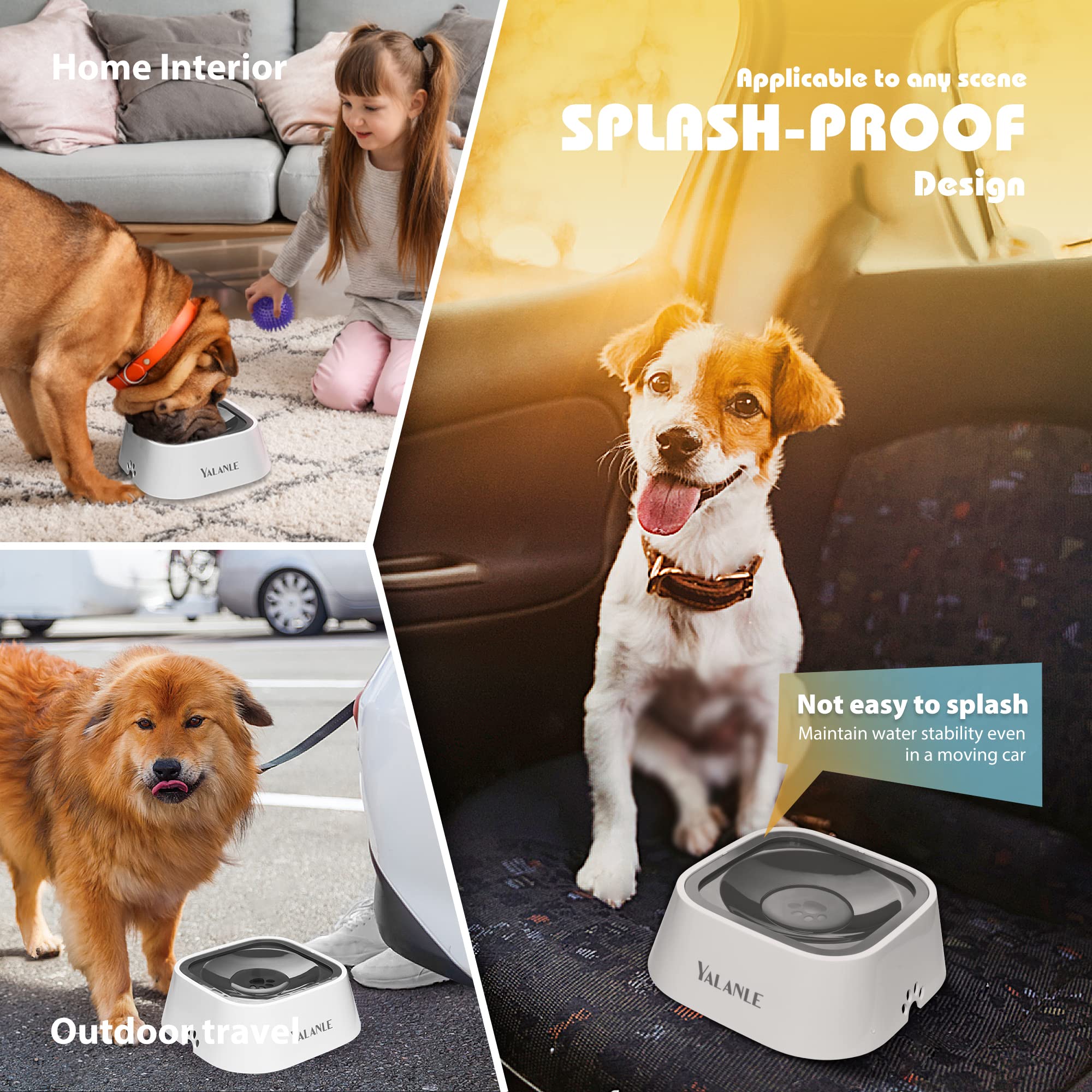 Dog Water Bowl No-Spill Pet Water Bowl Slow Water Feeder Dog Bowl No-Slip Pet Water Dispenser Vehicle Carried Dog Water Bowl For