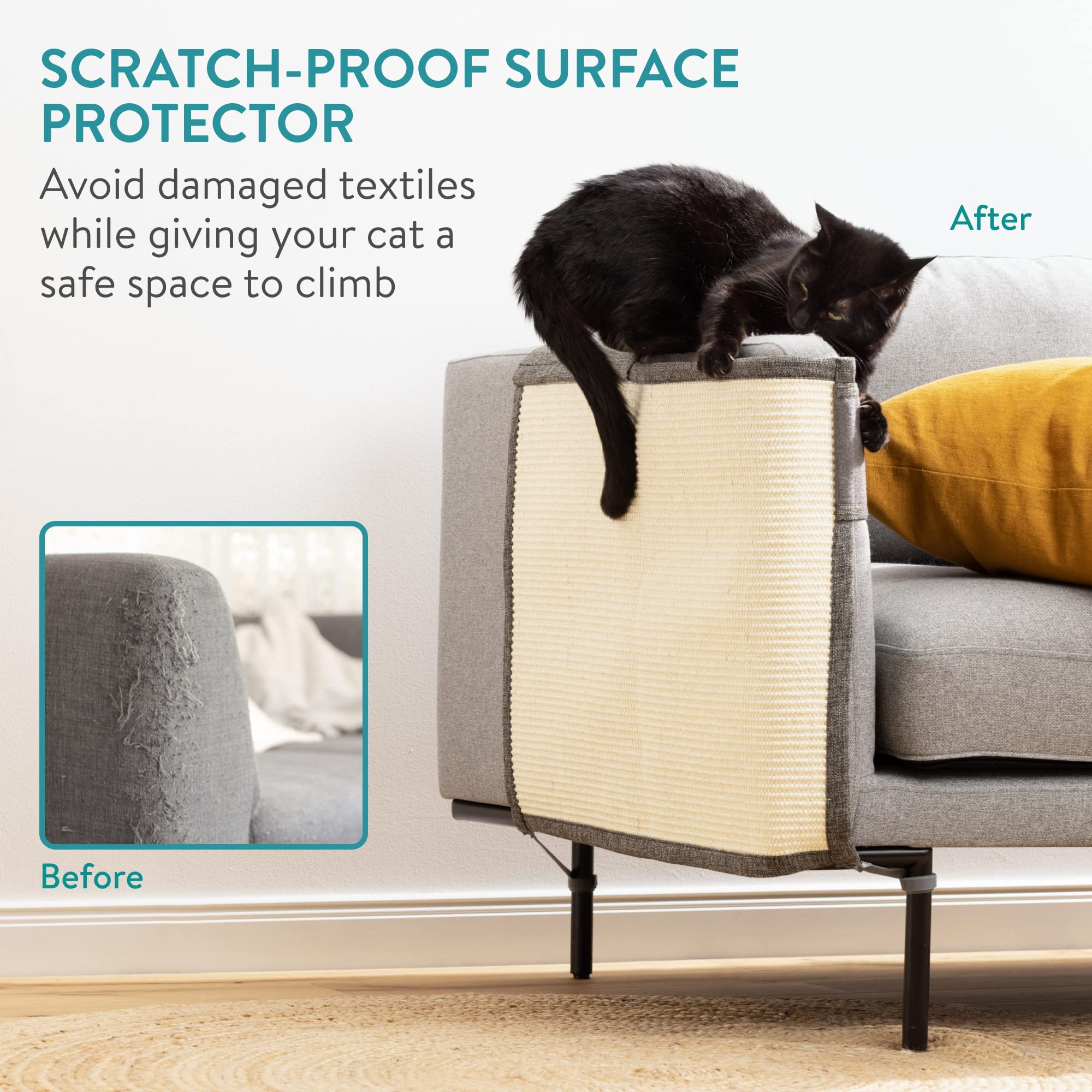 Navaris Cat Scratch Mat Sofa Protector - Natural Sisal Furniture Protector Scratching Pad For Cats - Scratch Carpet For Couch, Sofa, Chair