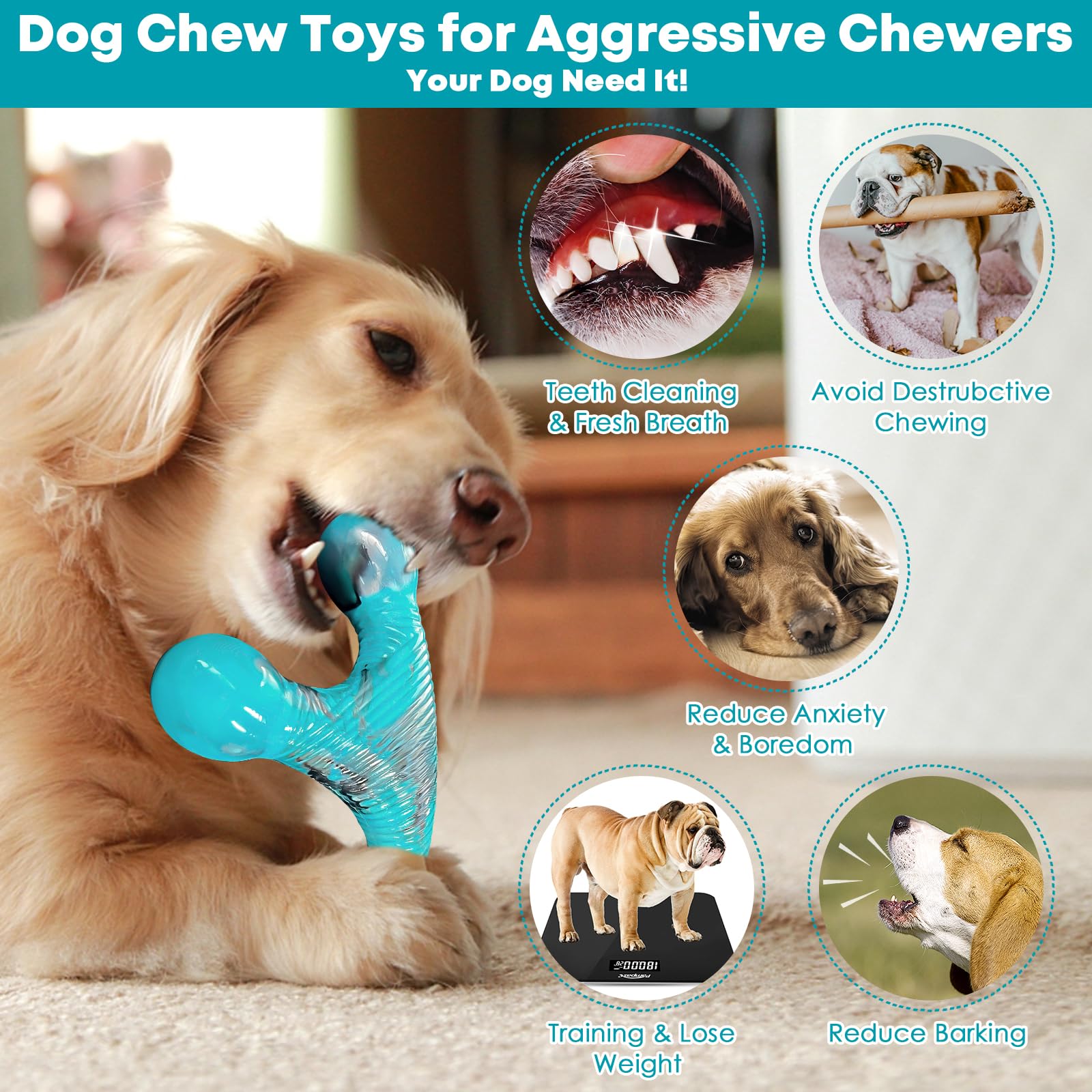 Fuufome Dog Chew Toy For Aggressive Chewers, Indestructible Tough Dog Toys For Large/Medium/Super Chewer Dogs