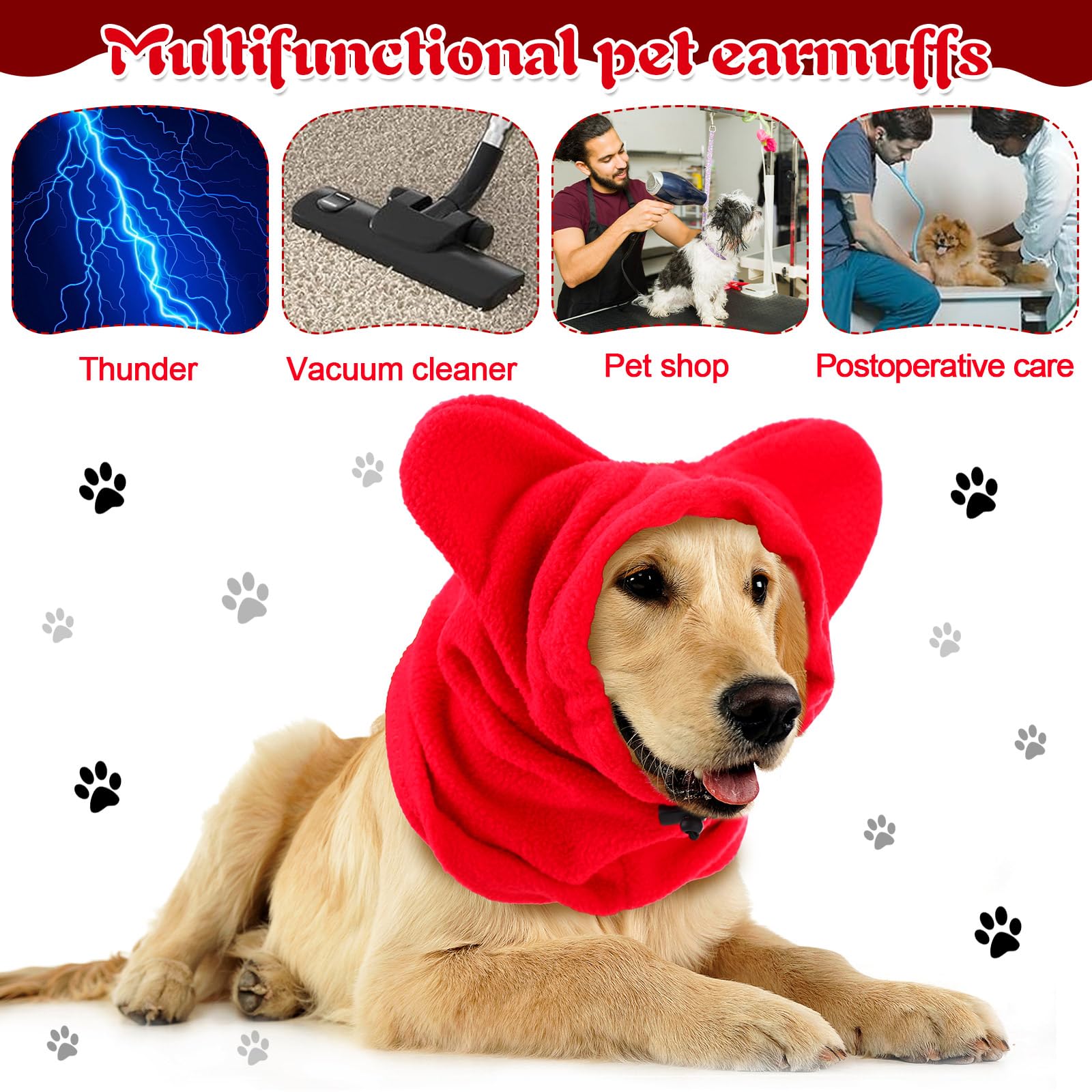 Clysee Winter Dog Hats Quiet Ears For Dogs Ear Muffs Pet Neck Warmer Scarf Hoodie Noise Protection Cover Beanie Head Wrap Costum