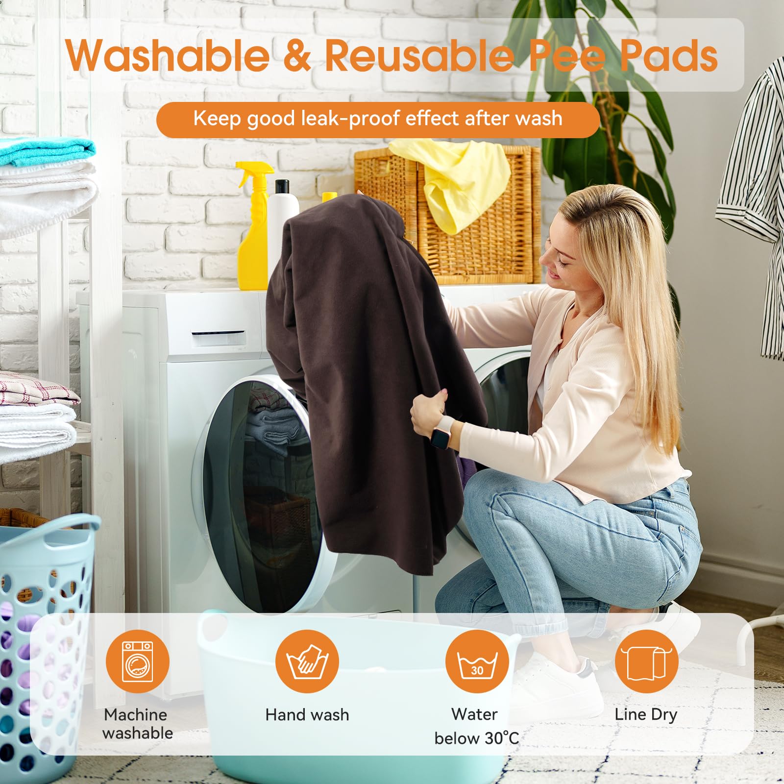 Extra Large Reusable Dog Pee Pad, Washable Pet Whelping Mat With Non-Slip Puppy Playpen, Fast Absorbency, Training Mat For Floor