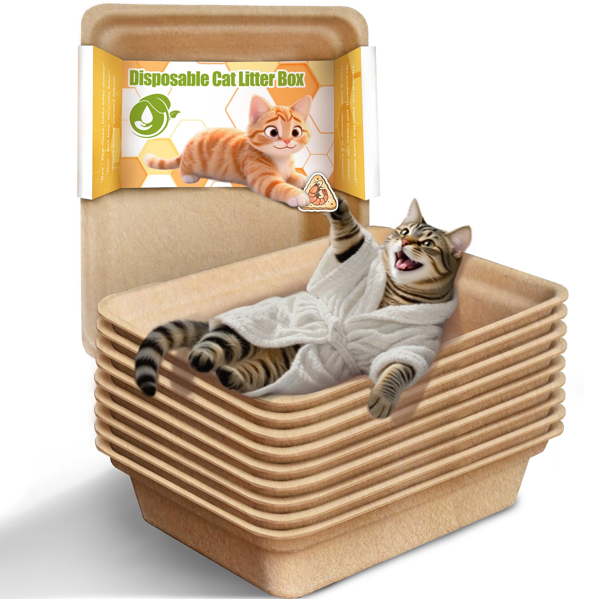 9-Pack Disposable Litter Boxes for Cats: Leak-Proof 3/6/9/20/32 Odor Control Tray for Kittens Rabbits Travel Indoor Easy to Disp