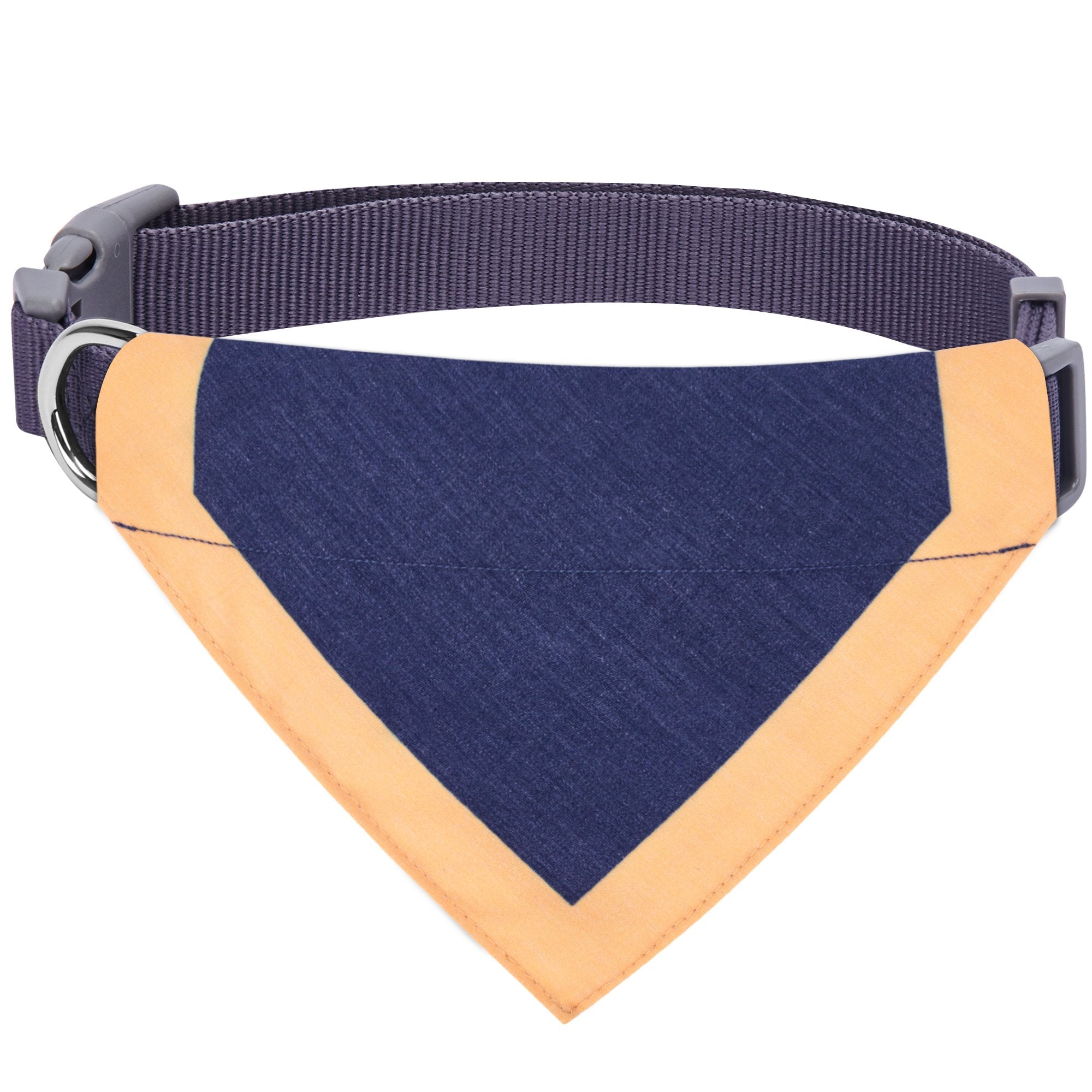 Blueberry Pet Adjustable Bandana Collar with Embroidered Name Tag - Eco-Friendly Quick-Release Buckle  Greyish-Purple  S/M Fit  