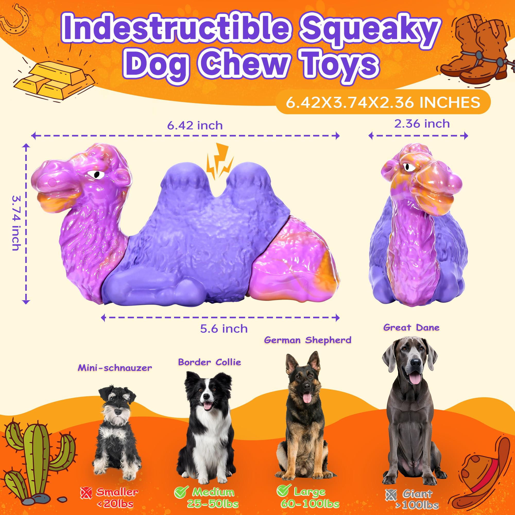 Tough Dog Chew Toys For Aggressive Chewers Large Dogs Bone, Squeaky Indestructible Dog Toys To Keep Them Busy, Durable Milk Rubb