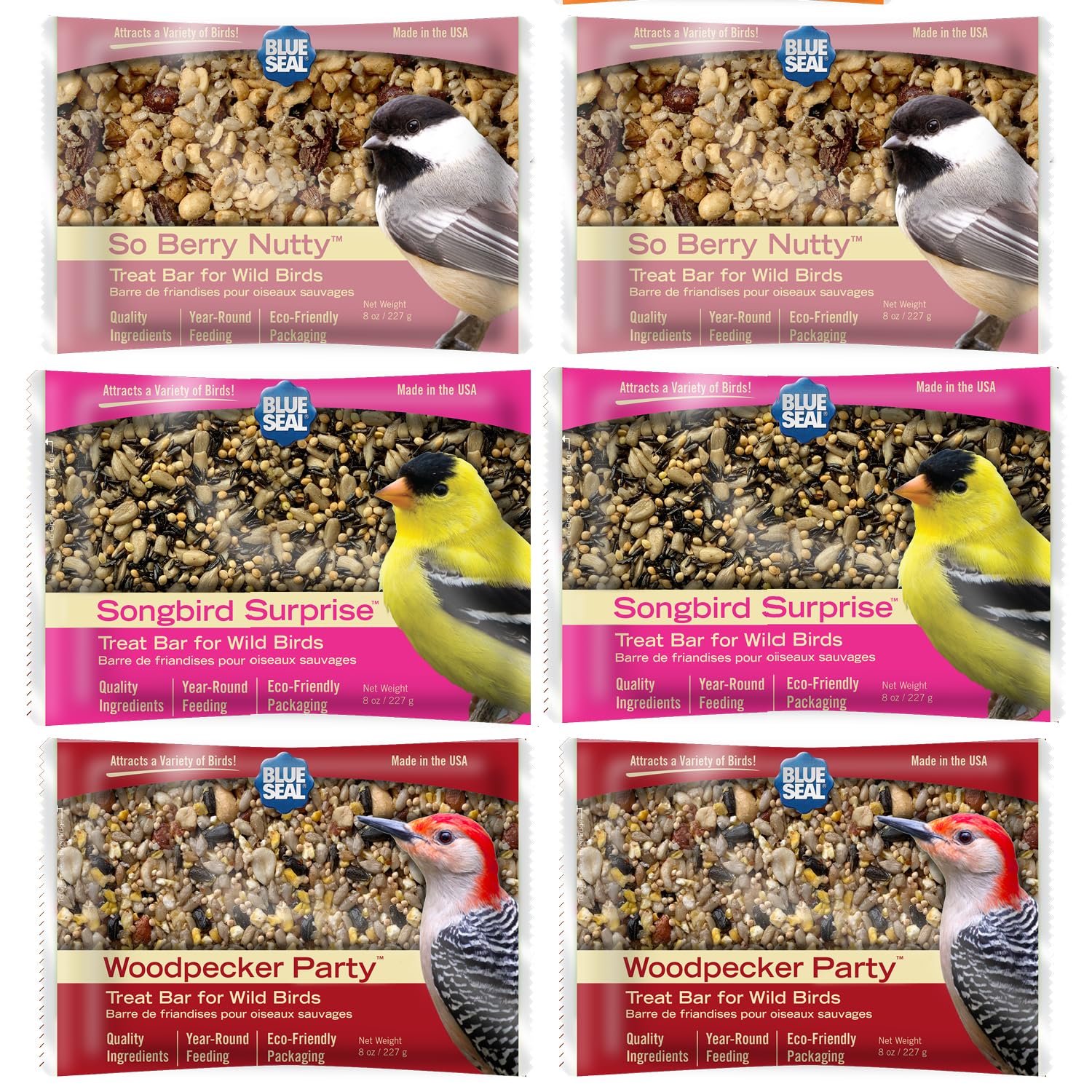 Blue Seal Suet Treat Bars for Wild Birds - No Mess Suet Feed, Food for Woodpeckers, Cardinals, Siskins, Sparrows & More - 8 oz S
