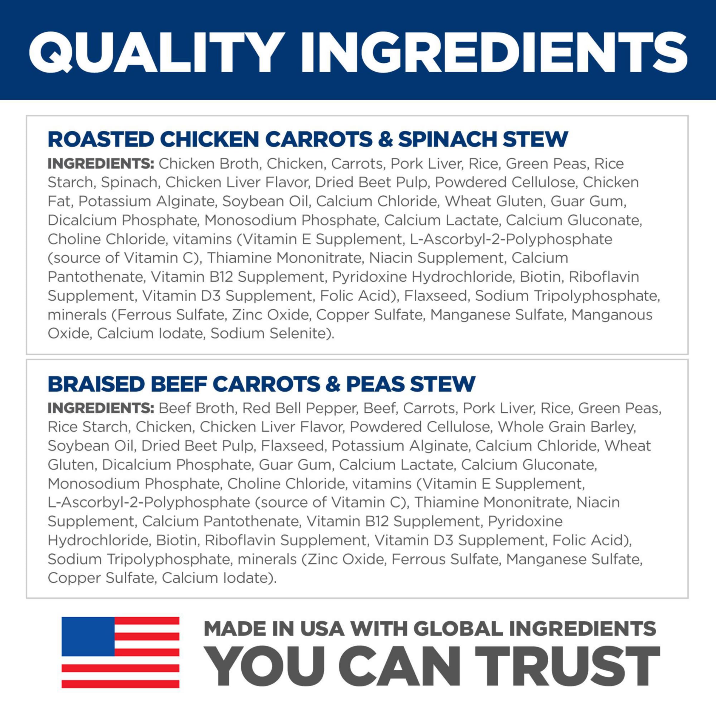 Hills Science Diet Healthy Cuisine, Adult 1-6, Great Taste, Wet Dog Food, Variety Pack: Roasted Chicken, Carrots & Spinach; Bra